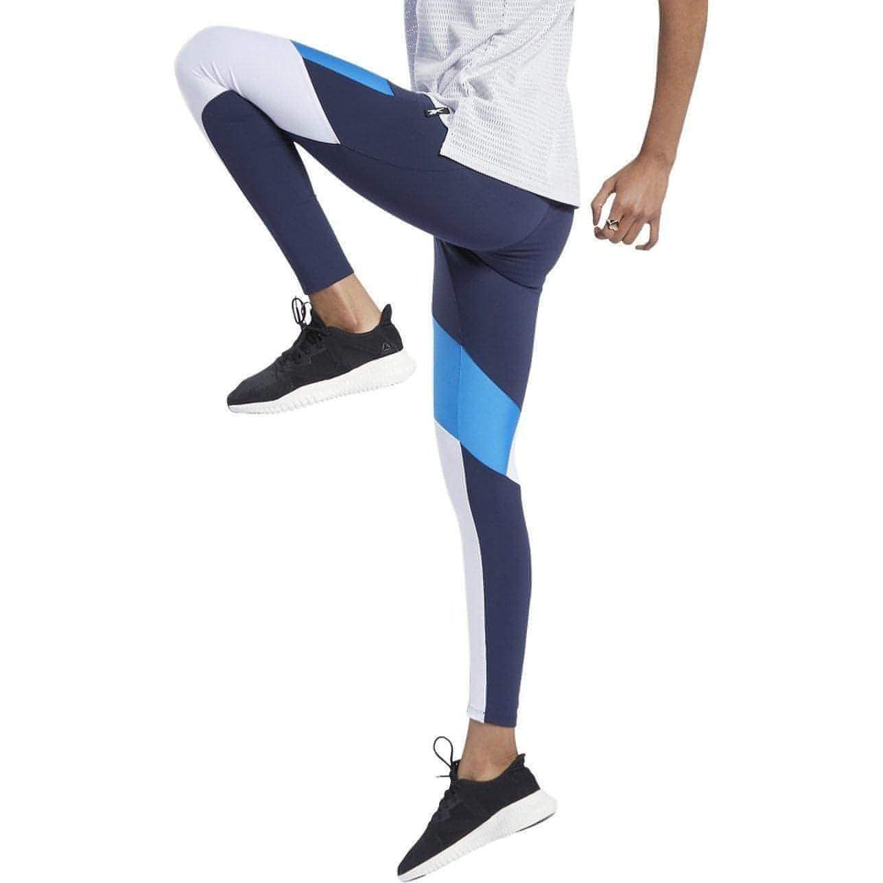 Reebok Lux 2.0 Mid Rise Womens Long Training Tights - Blue - Image 3