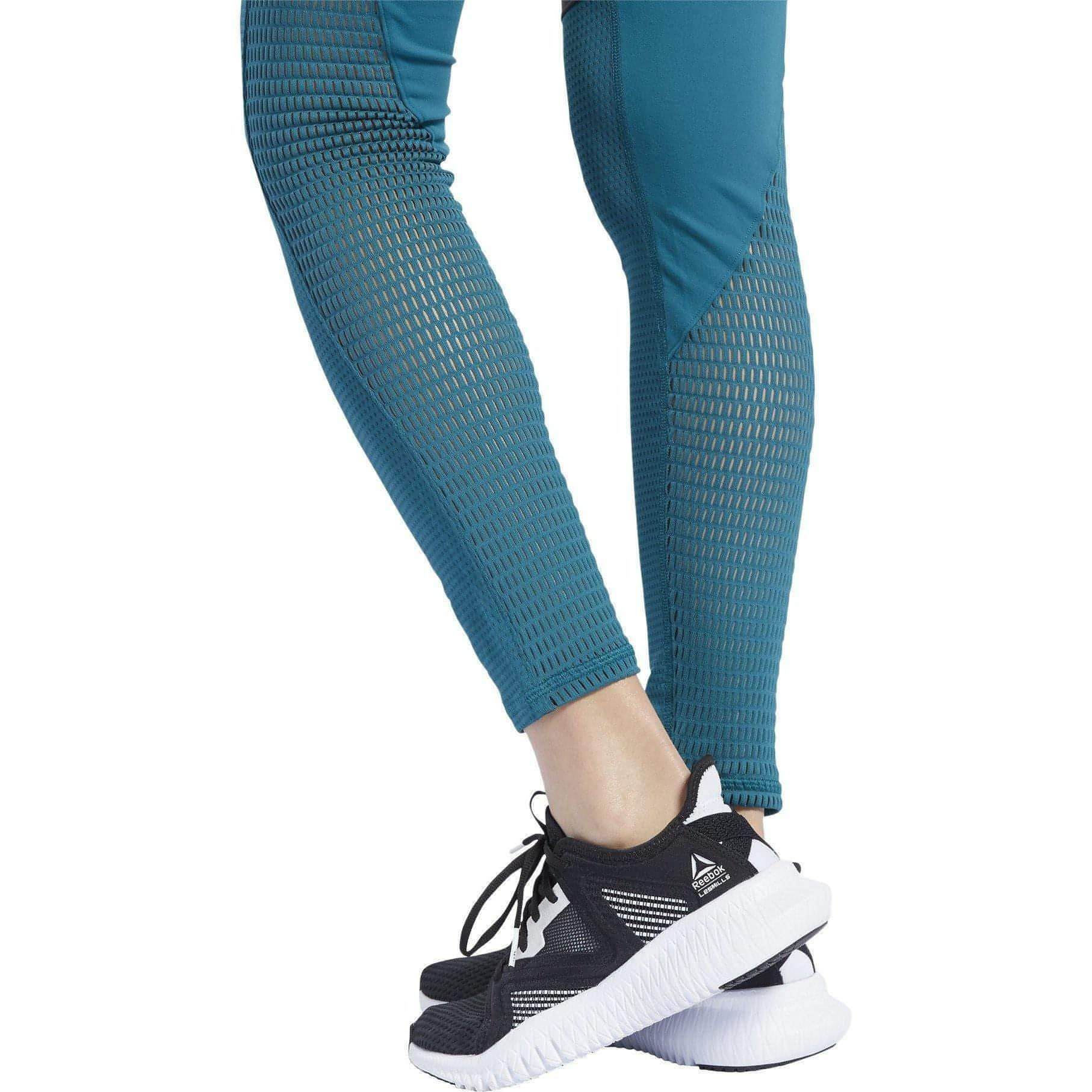 Reebok LUX 2.0 Mid Rise Womens Long Training Tights - Blue - Image 4