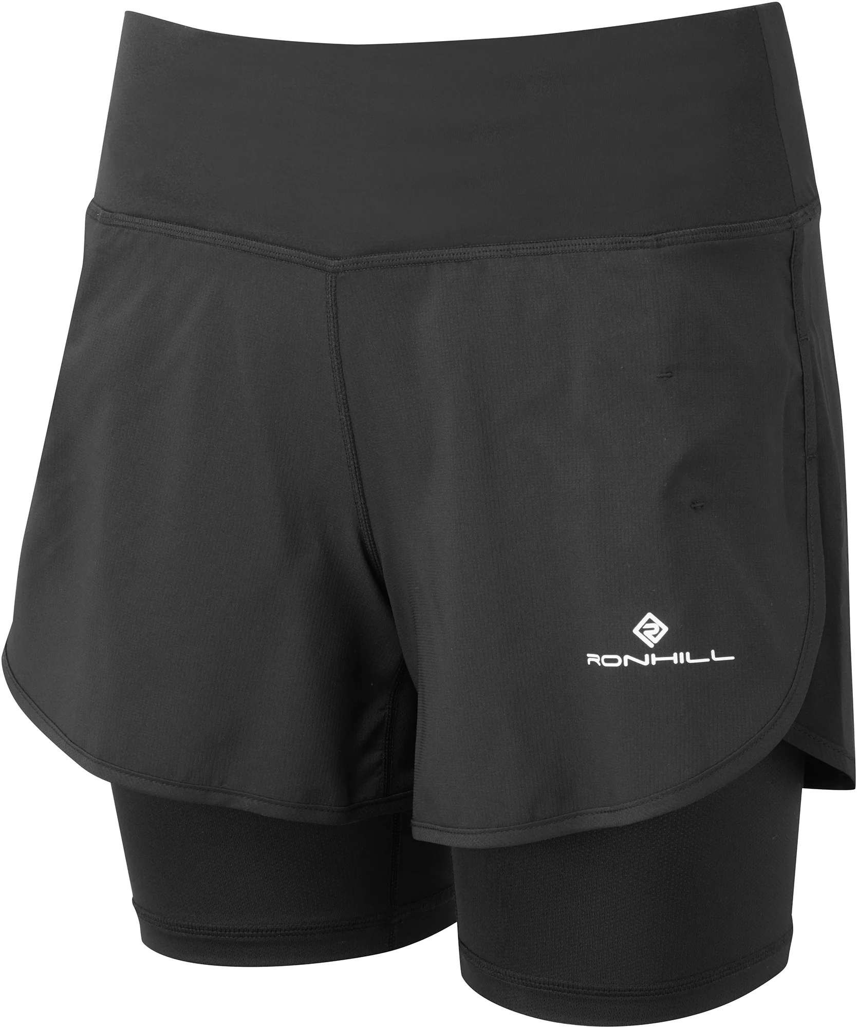 Ronhill Tech 4.5 Inch Twin 2 in 1 Womens Running Shorts - Black - Image 8