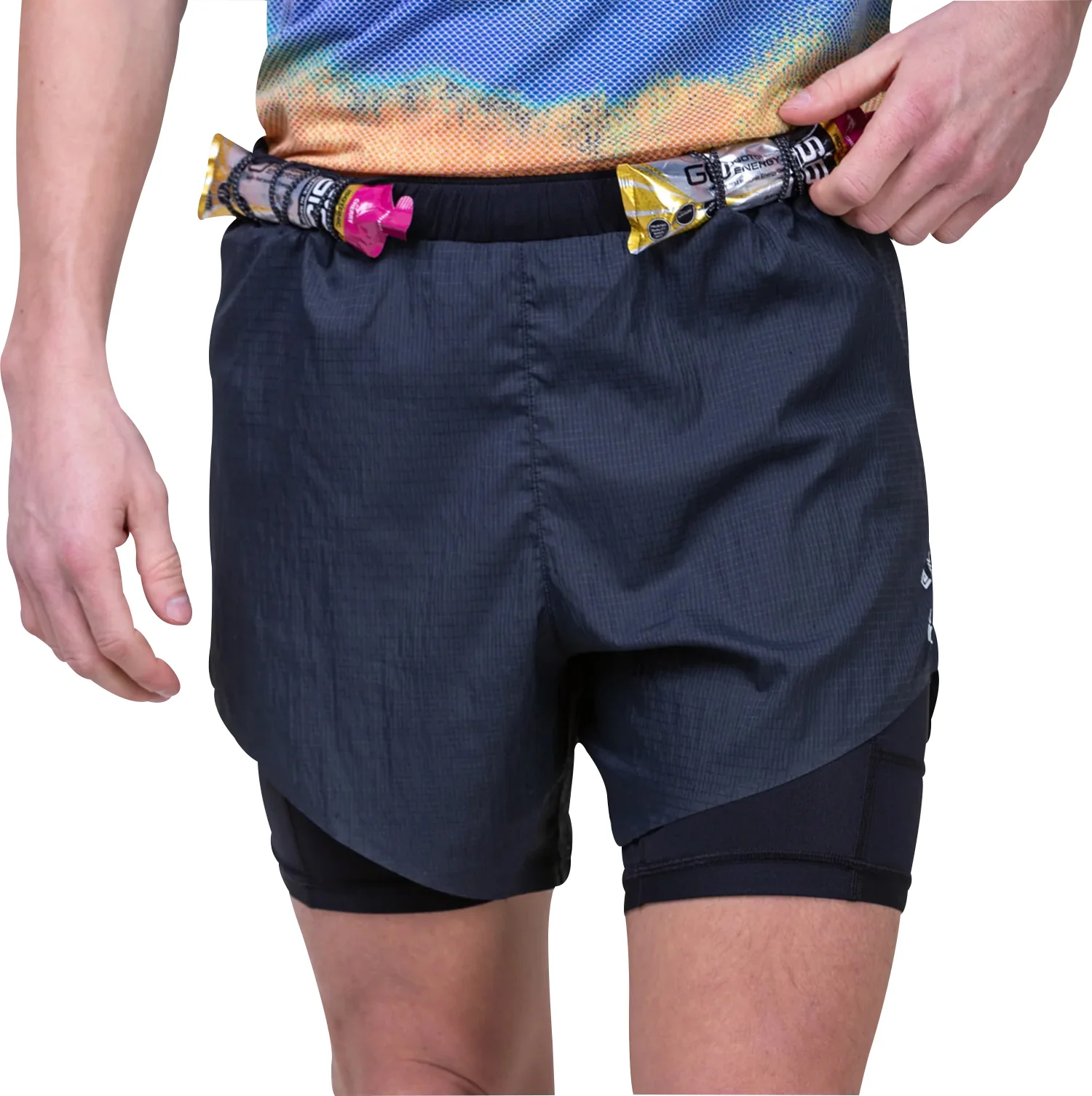 Ronhill Tech Race Twin 2 In 1 Mens Running Shorts - Black - Image 2