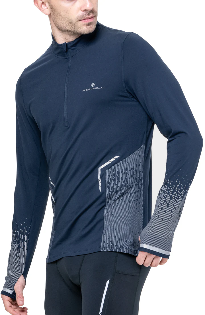 Ronhill Tech Reflect Half Zip Long Sleeve Mens Running Top - Blue