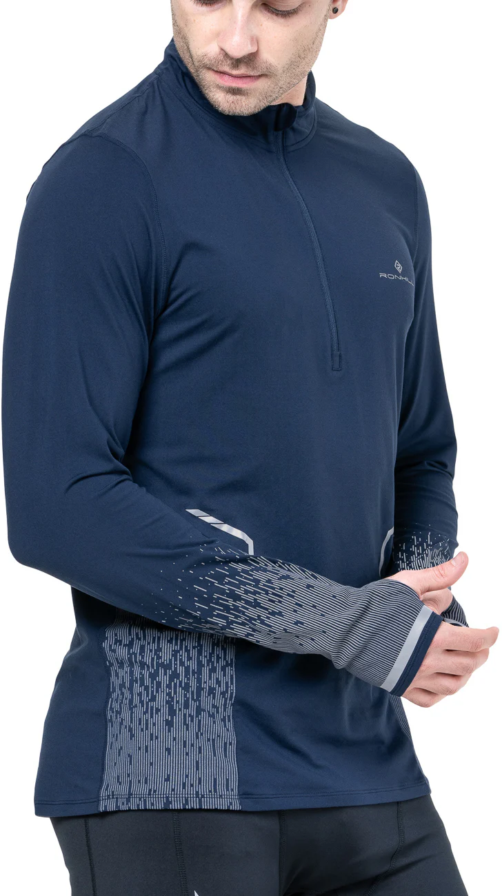 Ronhill Tech Reflect Half Zip Long Sleeve Mens Running Top - Blue - Image 3