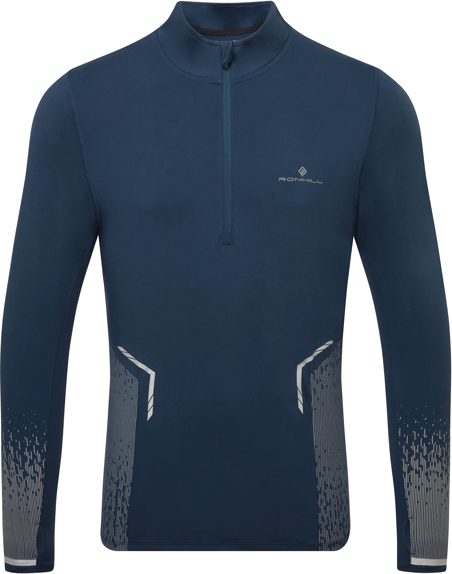 Ronhill Tech Reflect Half Zip Long Sleeve Mens Running Top - Blue - Image 4