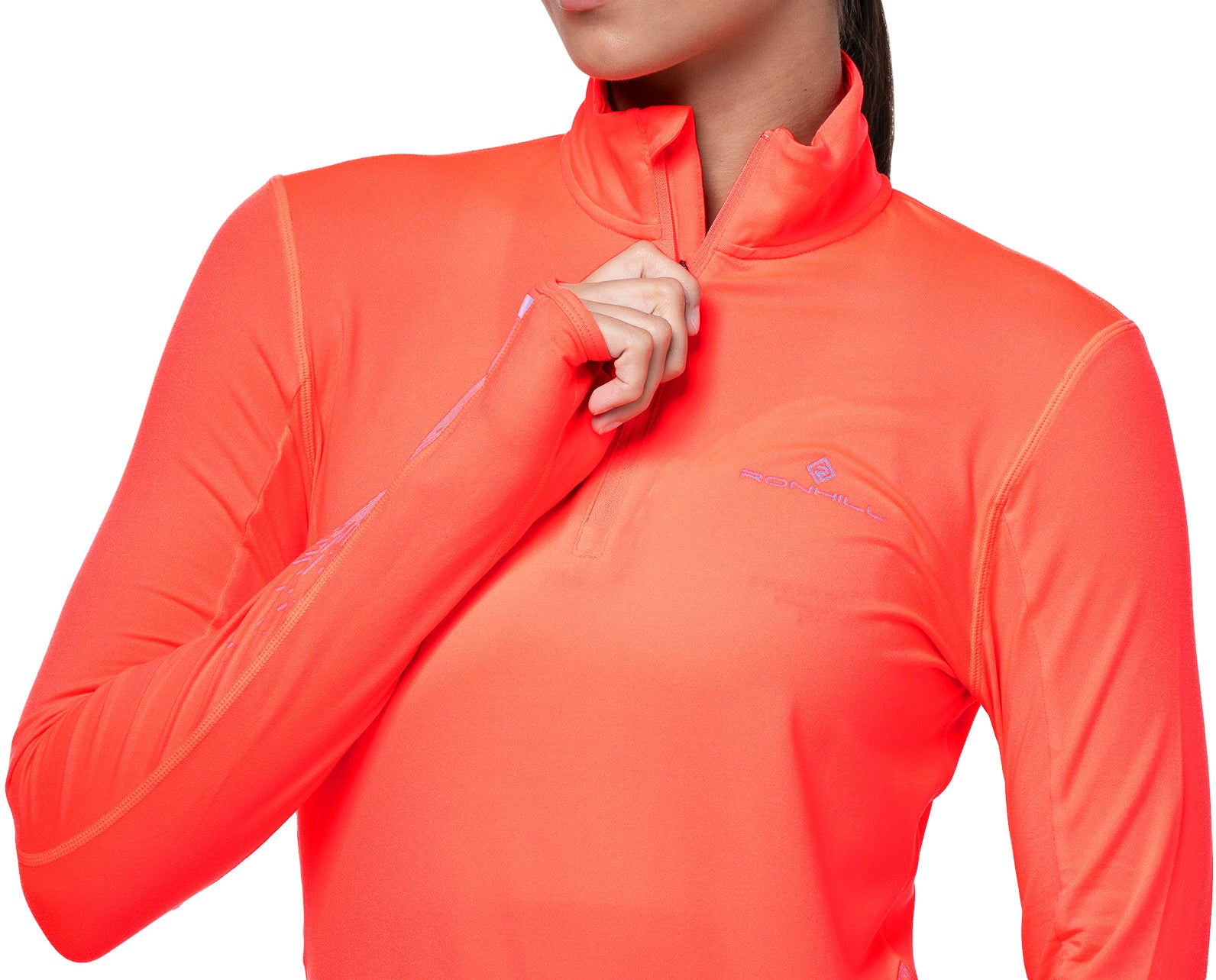 Ronhill Tech Reflect Half Zip Long Sleeve Womens Running Top - Pink - Image 4