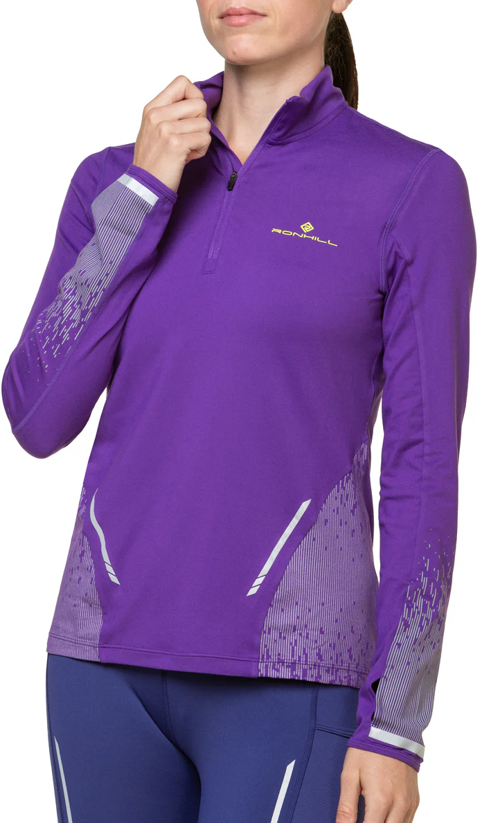 Ronhill Tech Reflect Half Zip Long Sleeve Womens Running Top - Purple