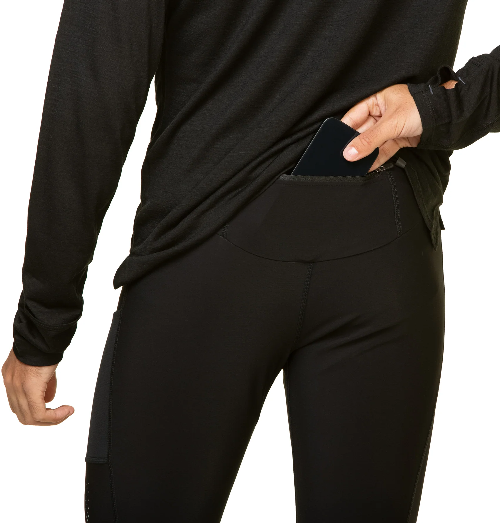 Ronhill Tech Winter Mens Long Running Tights - Black - Image 3