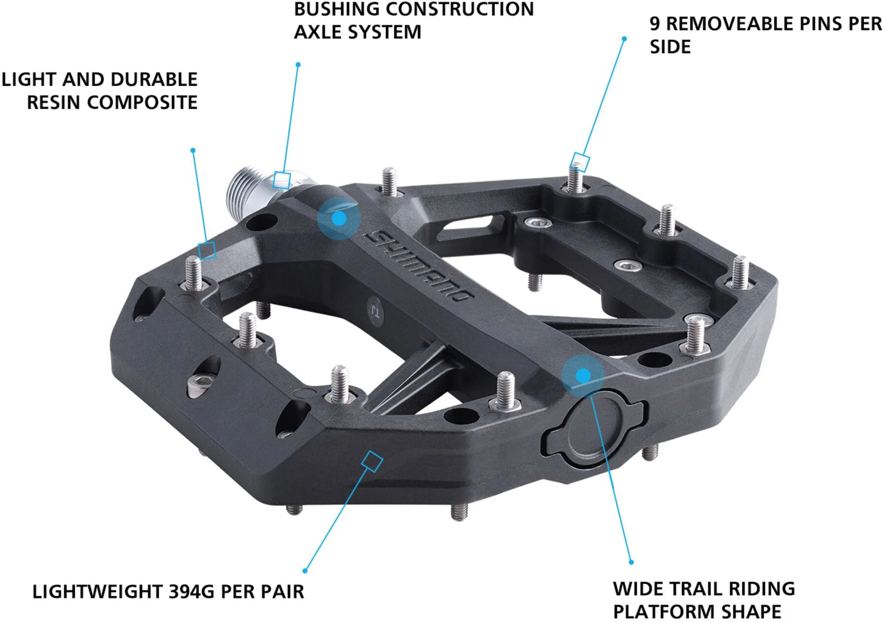 Shimano PD-GR400 Flat Pedals - Black - Image 2