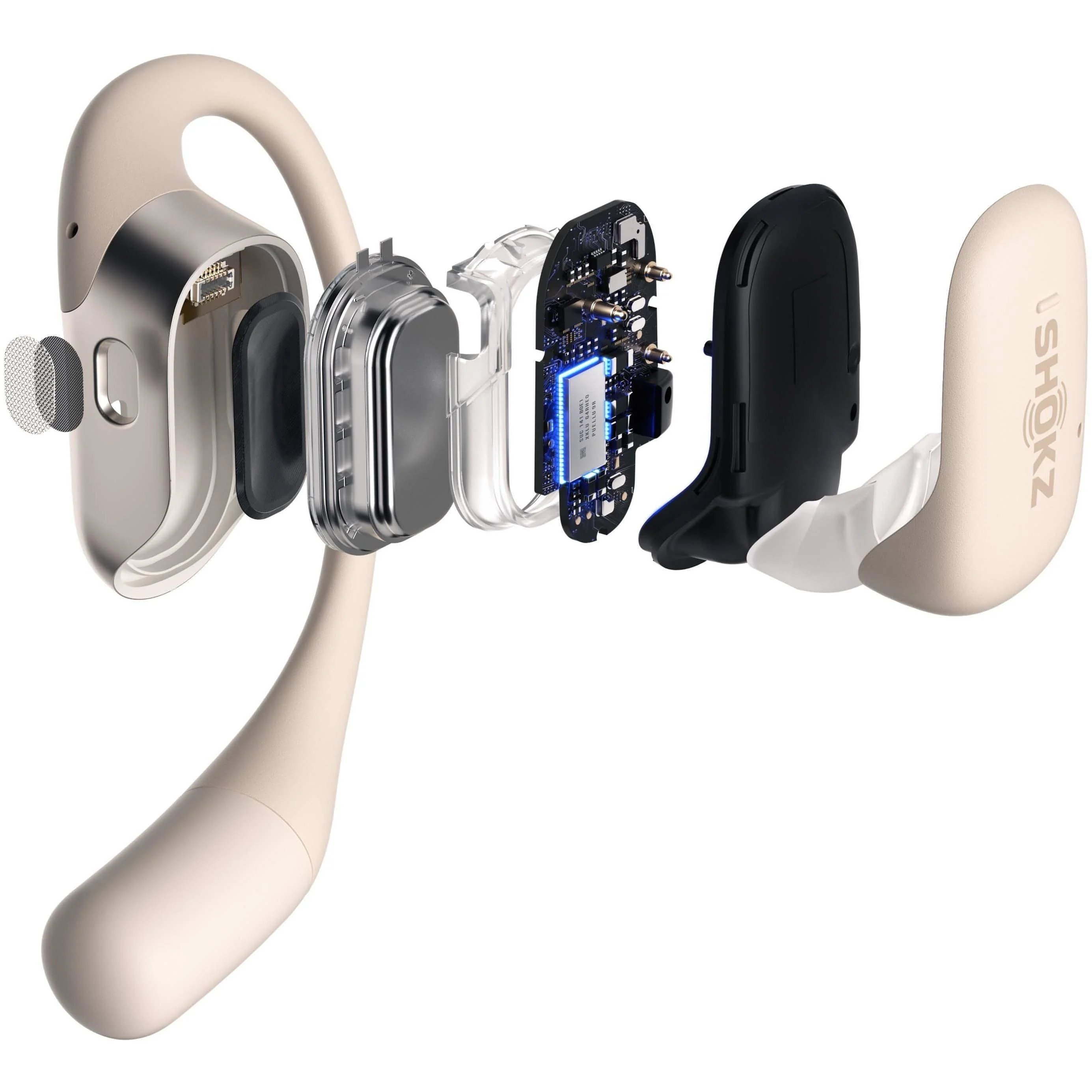 Shokz OpenFit Wireless Bone Conduction Running Headphones - Beige - Image 4