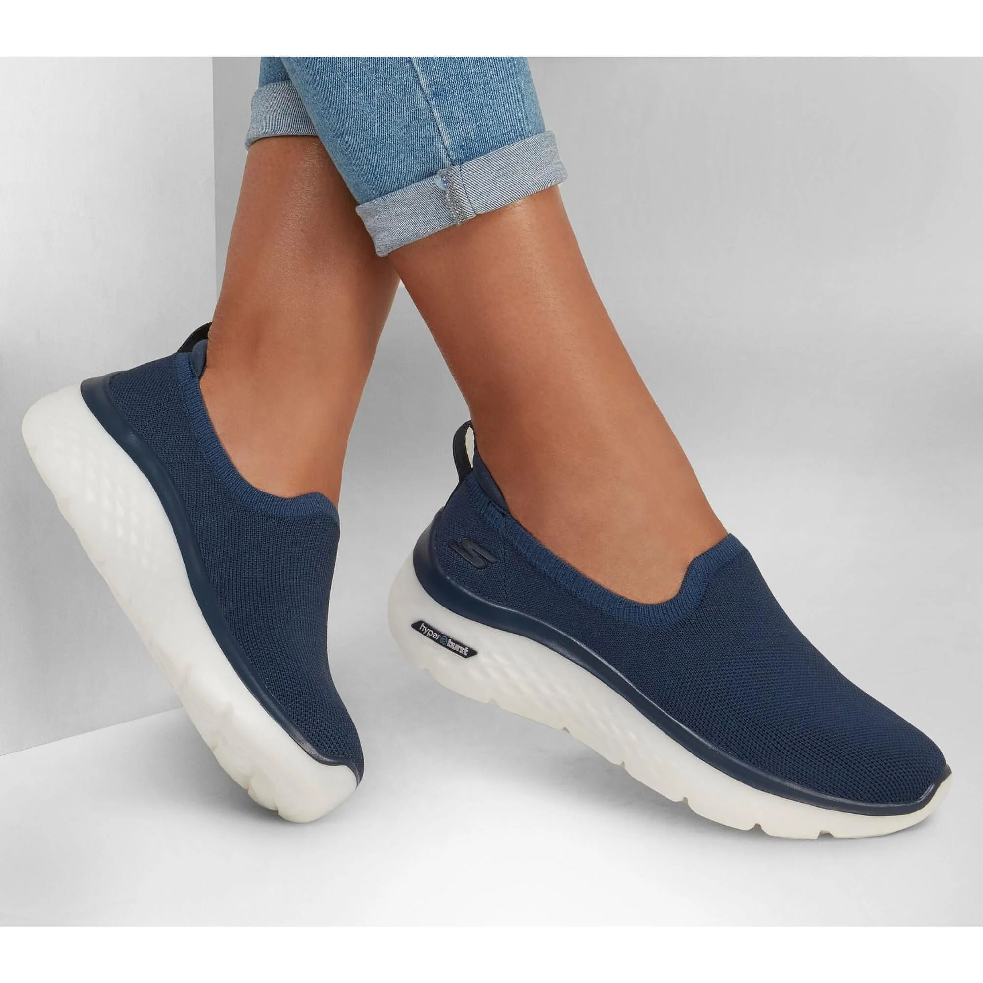 Skechers GoWalk Hyper Burst Slip On Womens Walking Shoes - Navy - Image 6