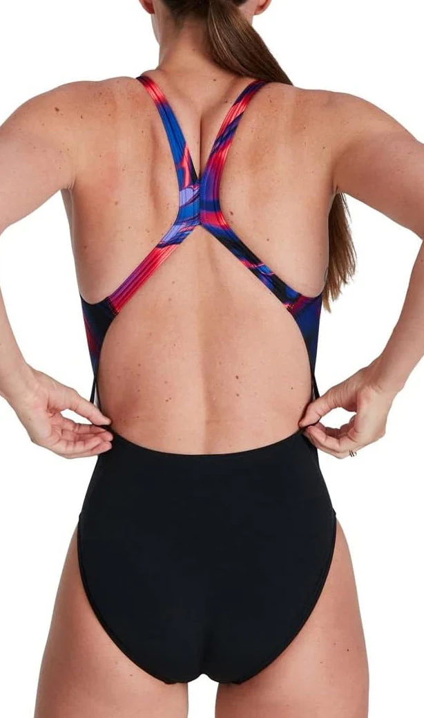 Speedo Placement Digital Powerback Womens Swimsuit - Black - Image 2