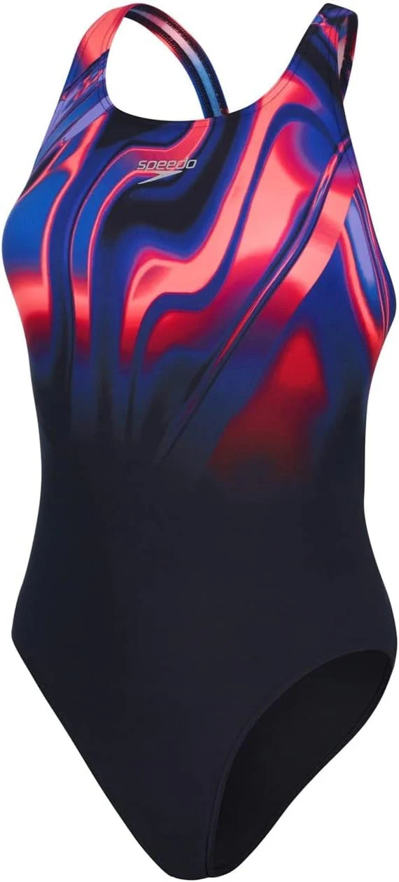 Speedo Placement Digital Powerback Womens Swimsuit - Black - Image 4