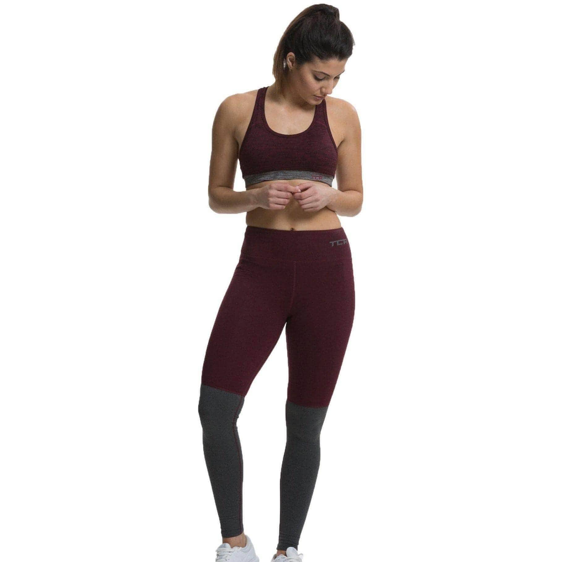 TCA Nova High Waist Womens Long Running Tights - Red - Image 4