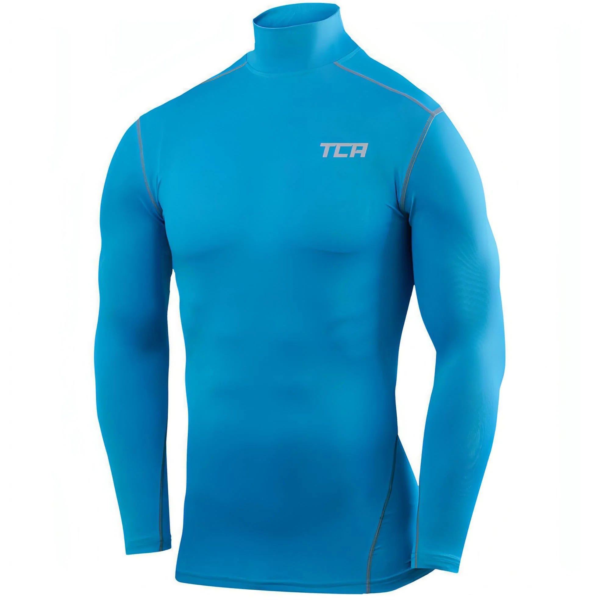 TCA Pro Performance Long Sleeve Mock Junior Compression Top - Blue
