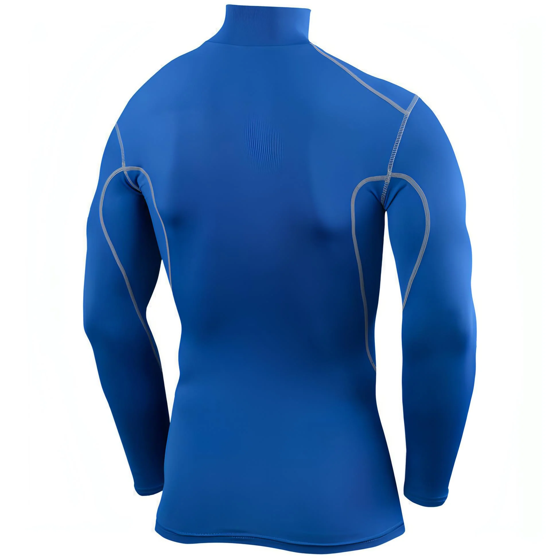 TCA Pro Performance Long Sleeve Mock Mens Compression Top - Blue - Image 2