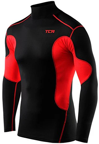 TCA SuperThermal Long Sleeve Mock Junior Compression Top - Black