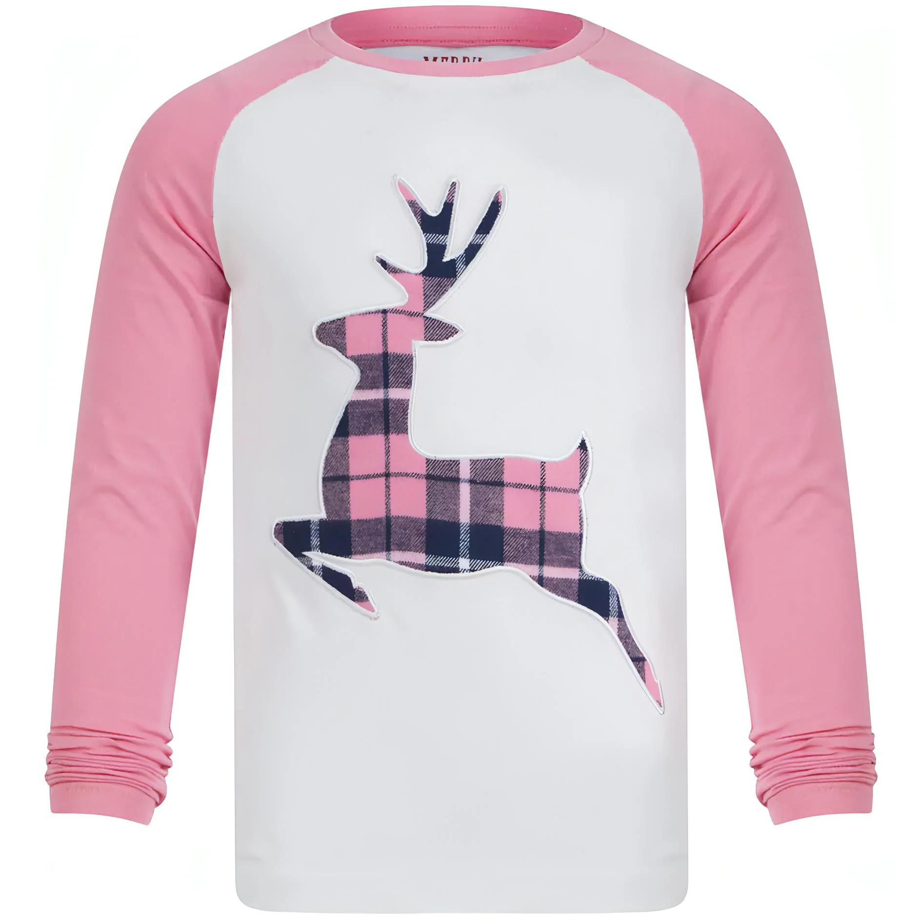 Tokyo Laundry Reindeer 2 Piece Girls Christmas Pyjama Set - Pink - Image 3