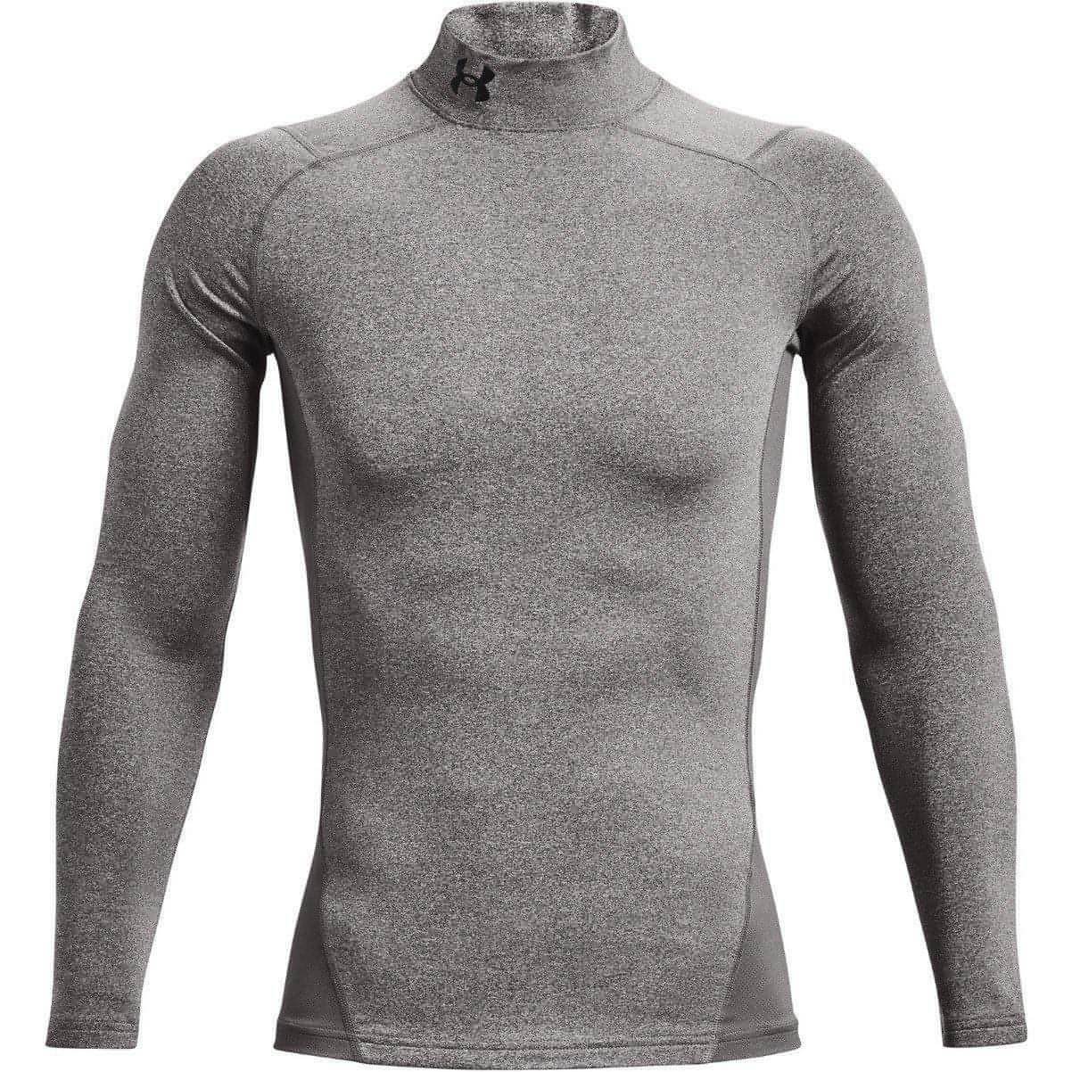 Under Armour ColdGear Compression Mock Long Sleeve Mens Running Top - Grey - Image 4