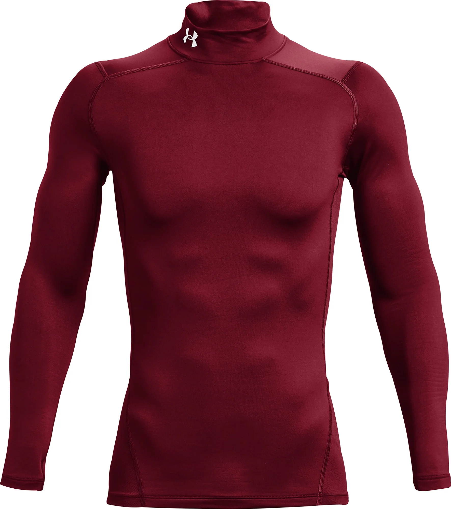Under Armour ColdGear Compression Mock Long Sleeve Mens Running Top - Red - Image 4