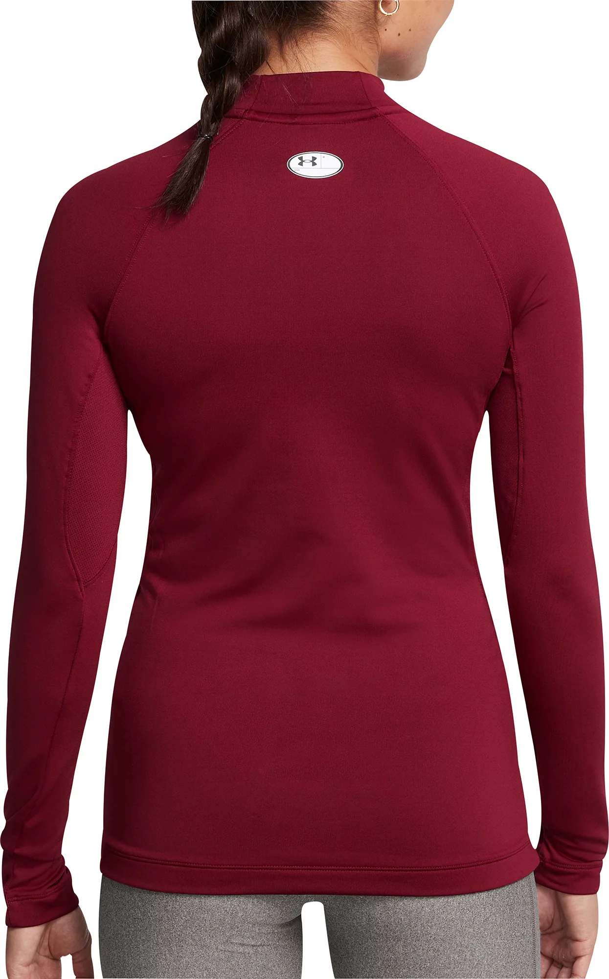 Under Armour ColdGear Mock Neck Long Sleeve Womens Running Top - Red - Image 3