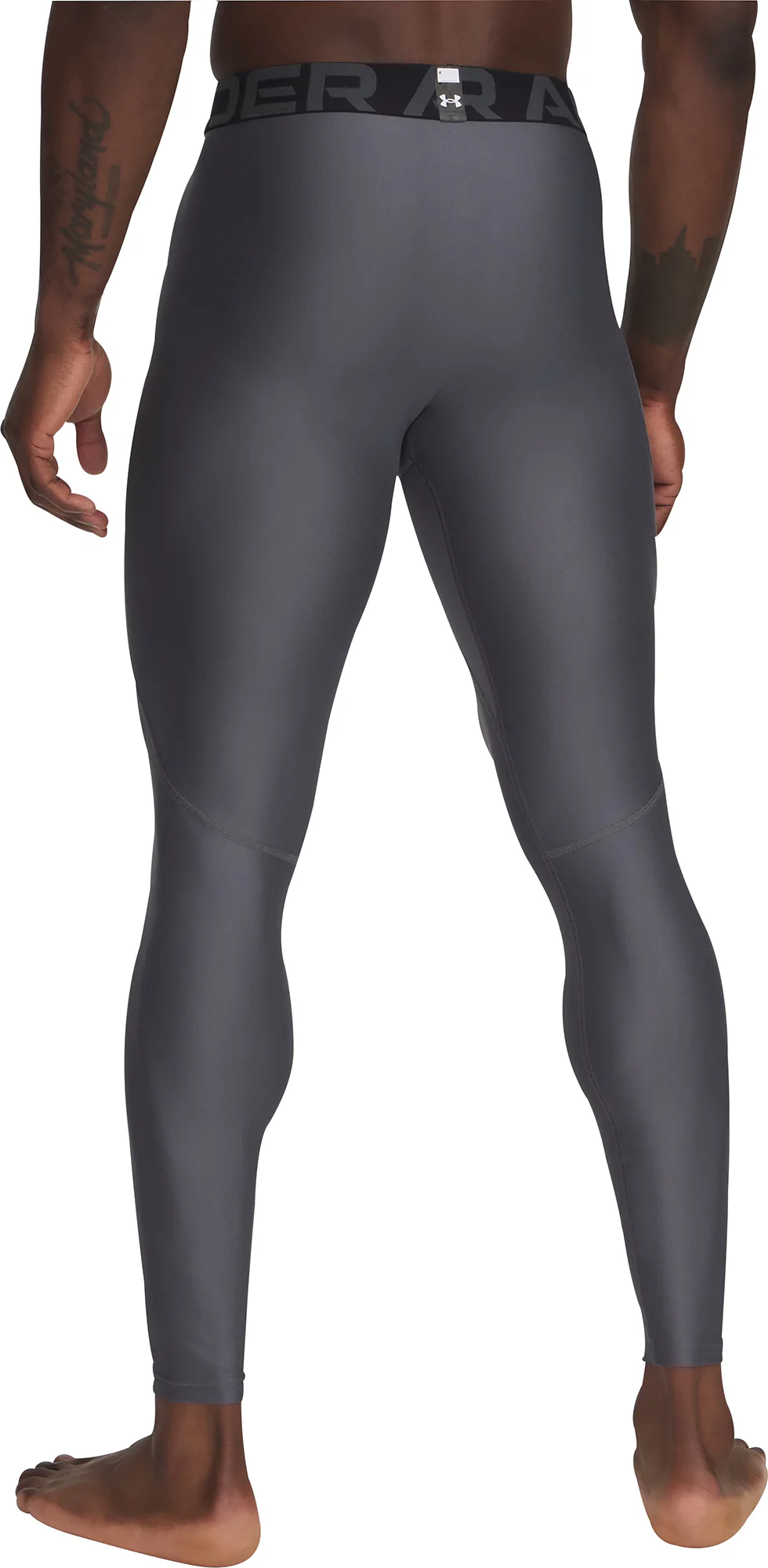 Under Armour HeatGear Compression Mens Long Running Tights - Grey - Image 2