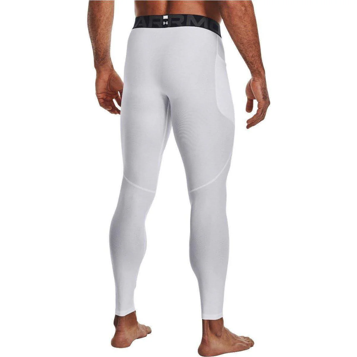 Under Armour HeatGear Compression Mens Long Running Tights - White - Image 2