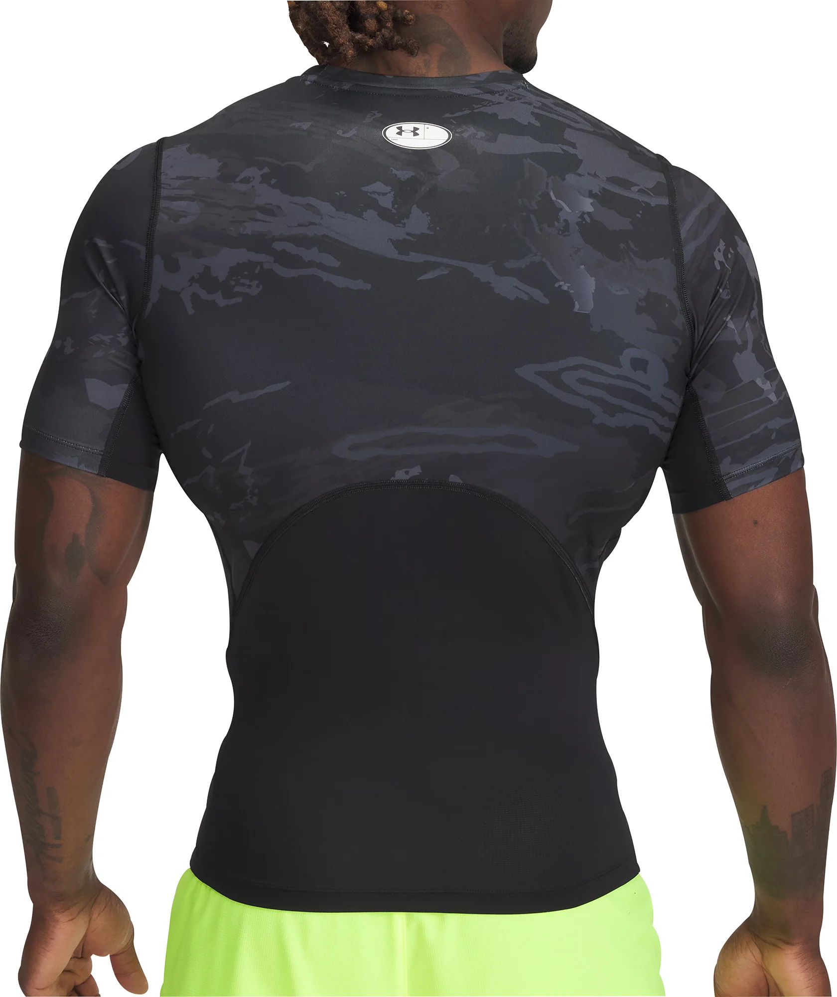 Under Armour HeatGear Printed Short Sleeve Mens Training Top - Black - Image 2
