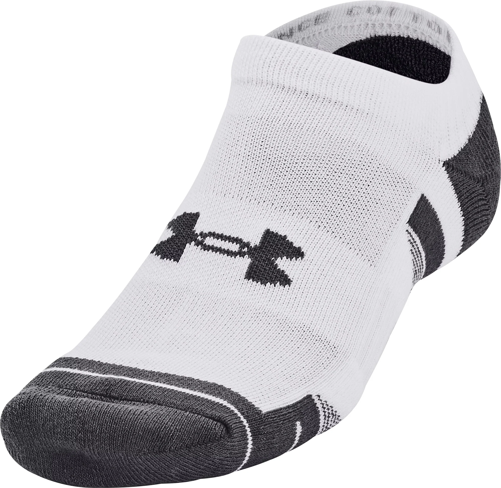 Under Armour Performance Cotton (3 Pack) No Show Socks - White - Image 2