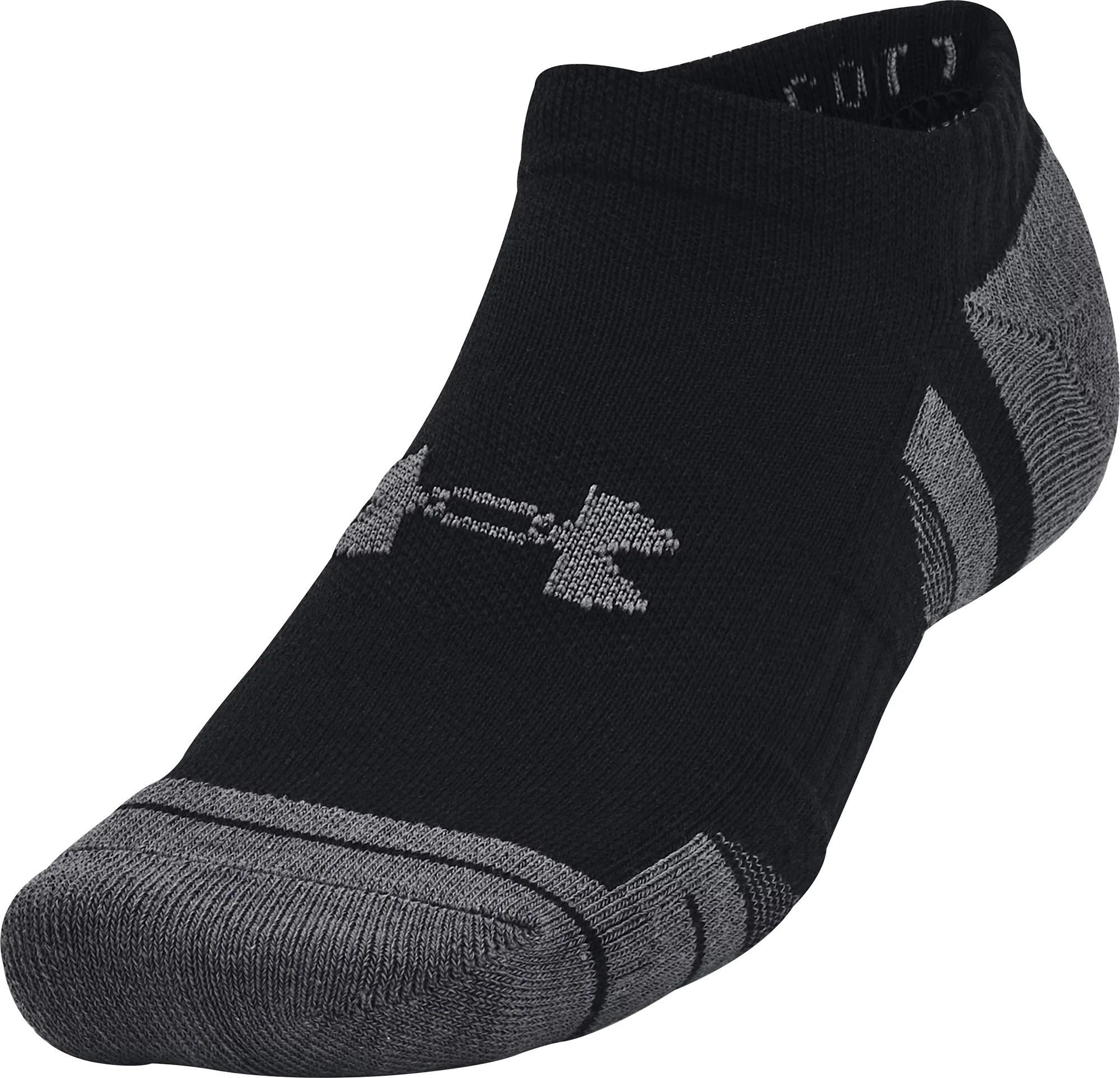 Under Armour Performance Cotton (3 Pack) No Show Socks -Black - Image 2