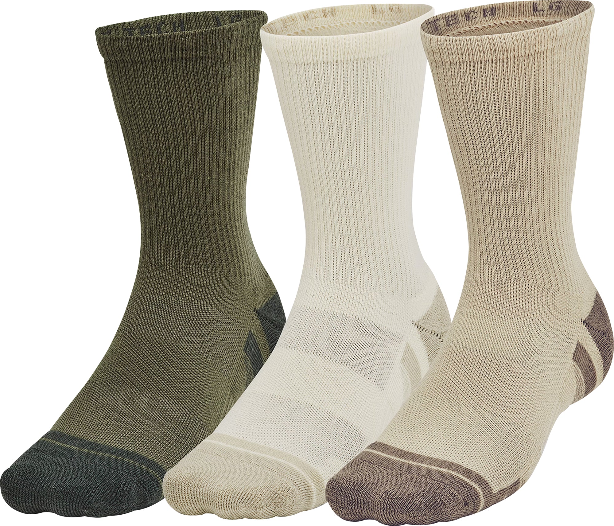 Under Armour Performance Tech (3 Pack) Crew Socks - Green