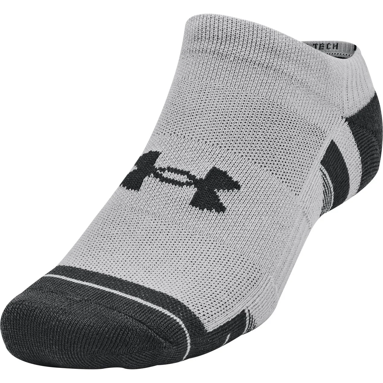 Under Armour Performance Tech (3 Pack) No Show Socks - Grey - Image 2