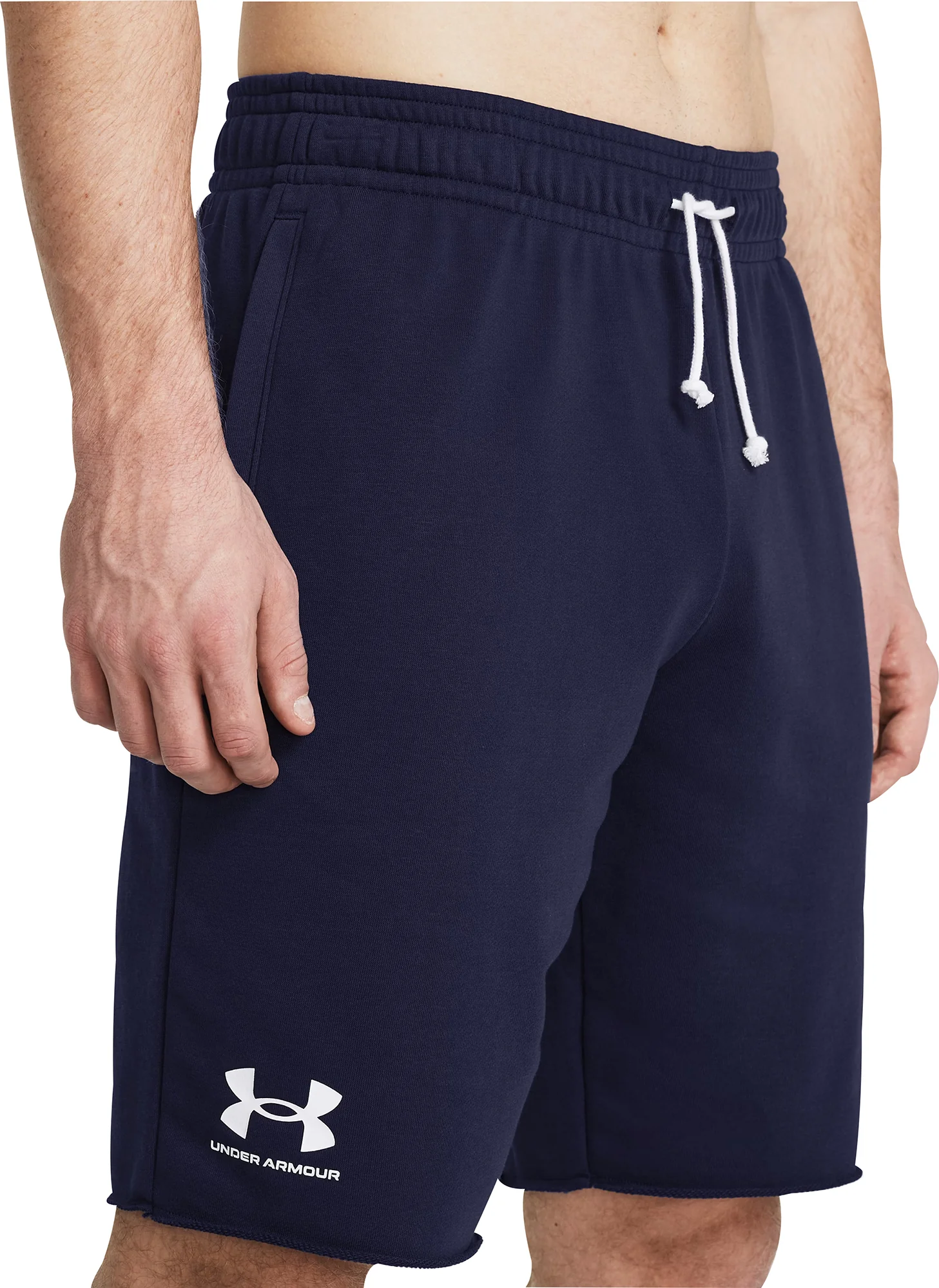 Under Armour Rival Terry Mens Training Shorts - Blue - Image 3