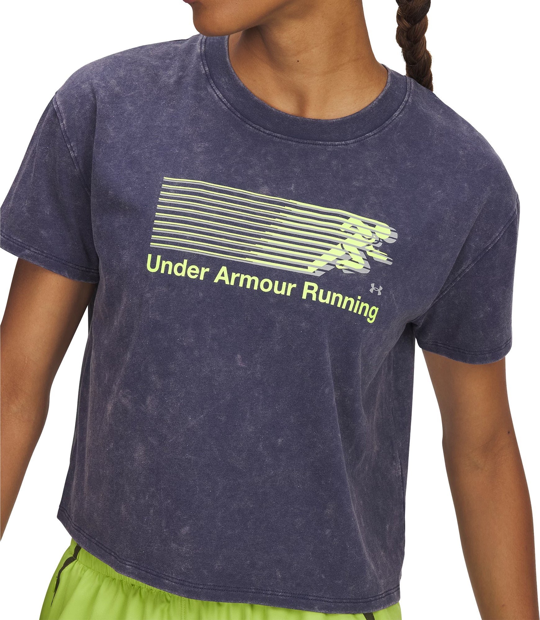Under Armour Run Graphic Short Sleeve Womens Running Top - Blue - Image 3