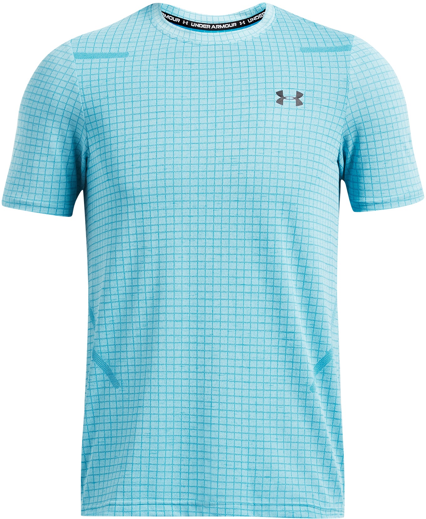 Under Armour Seamless Grid Short Sleeve Mens Training Top - Blue - Image 4