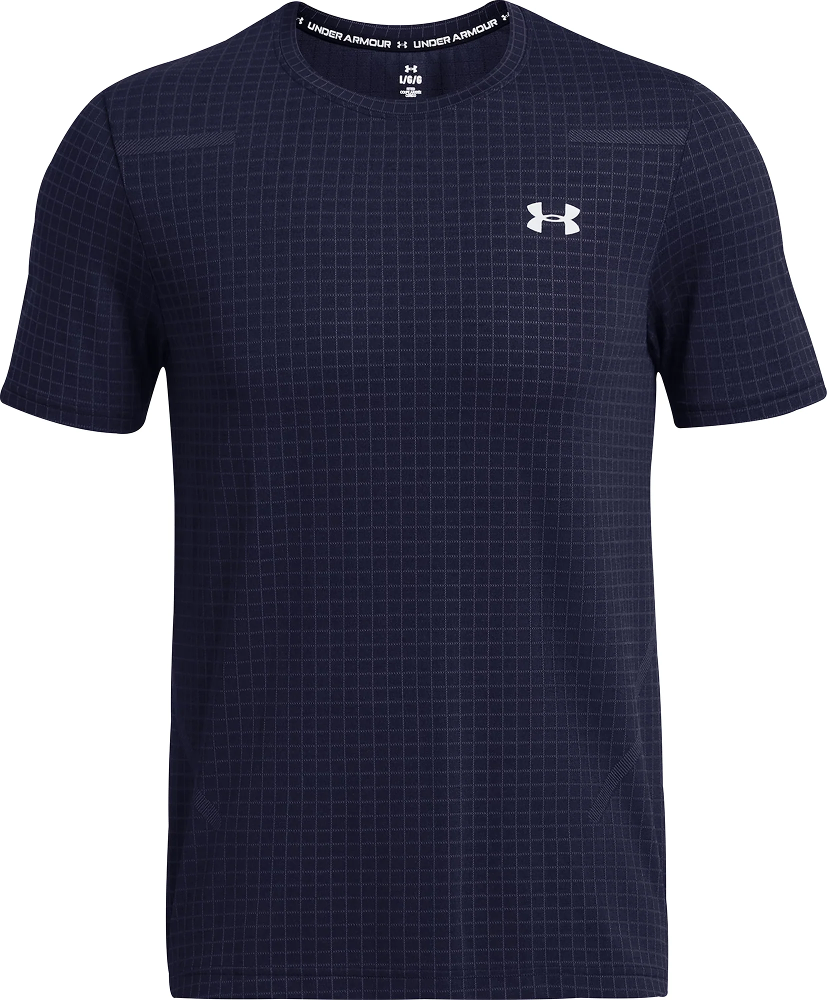 Under Armour Seamless Grid Short Sleeve Mens Training Top - Blue - Image 4