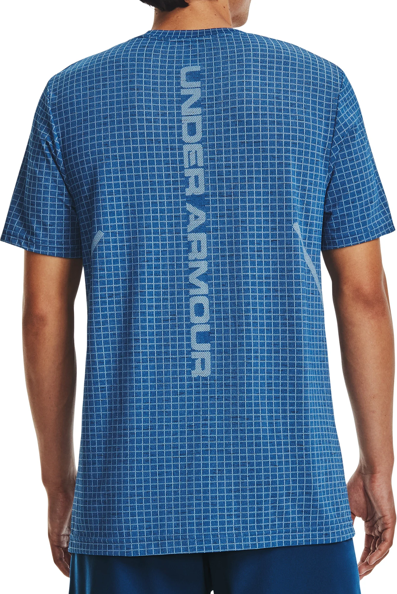 Under Armour Seamless Grid Short Sleeve Mens Training Top - Blue - Image 2