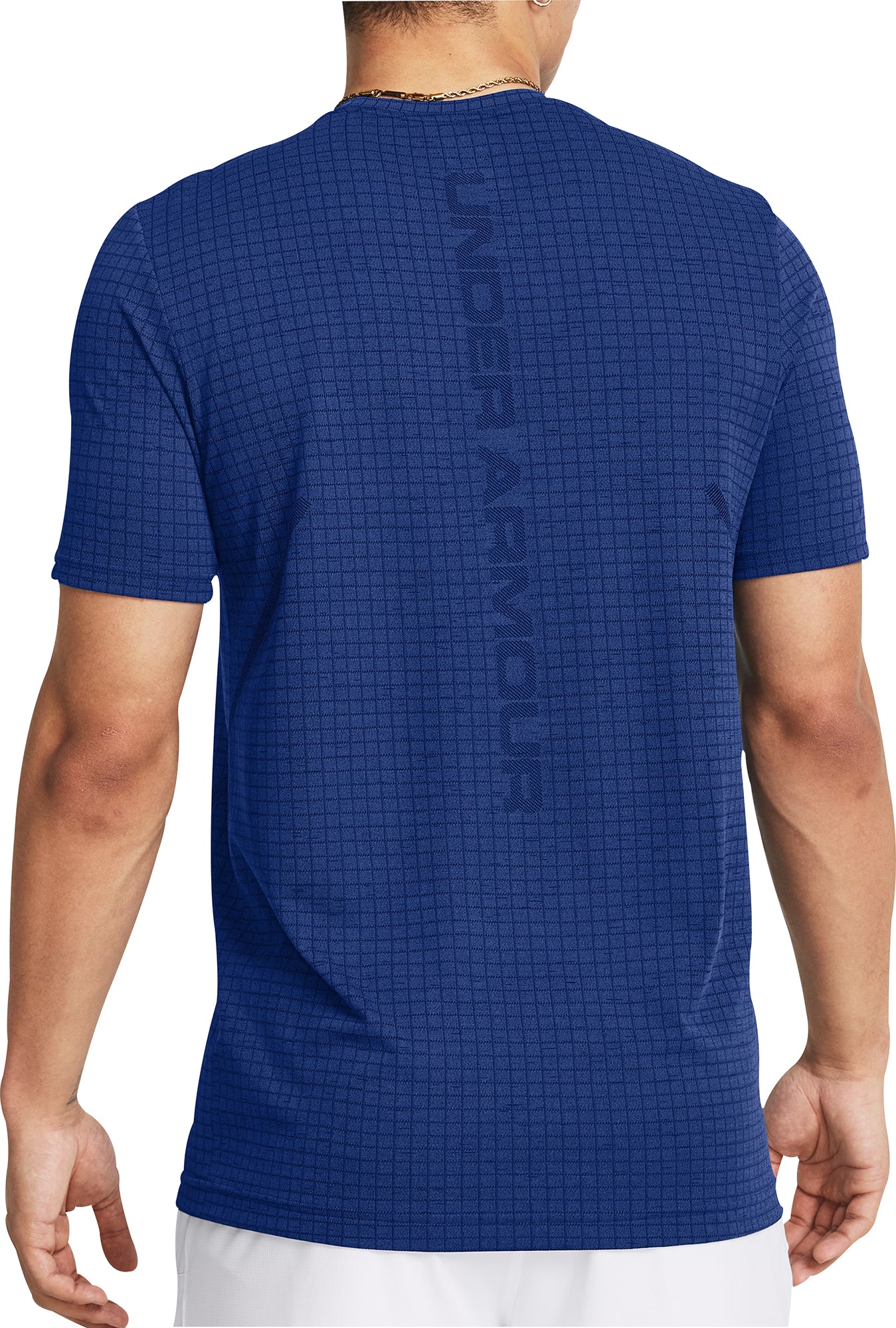 Under Armour Seamless Grid Short Sleeve Mens Training Top - Blue - Image 2