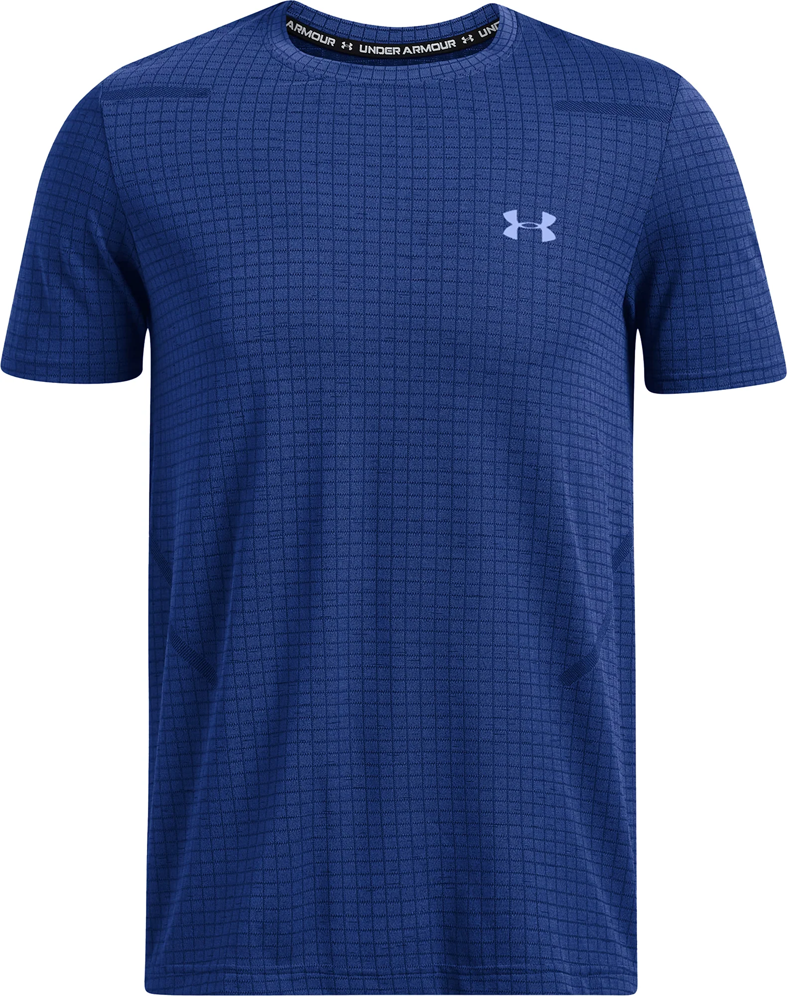 Under Armour Seamless Grid Short Sleeve Mens Training Top - Blue - Image 3