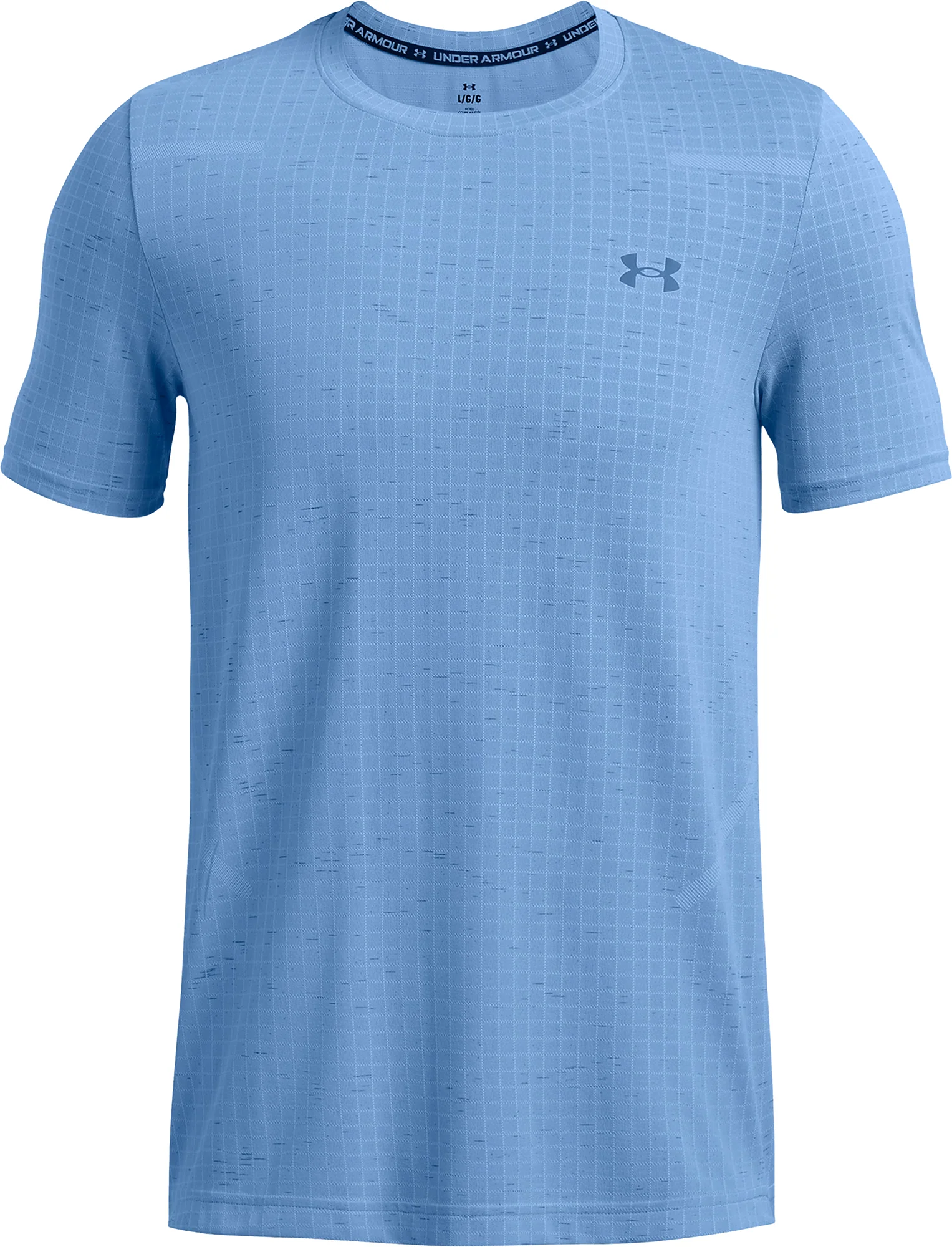 Under Armour Seamless Grid Short Sleeve Mens Training Top - Blue - Image 3