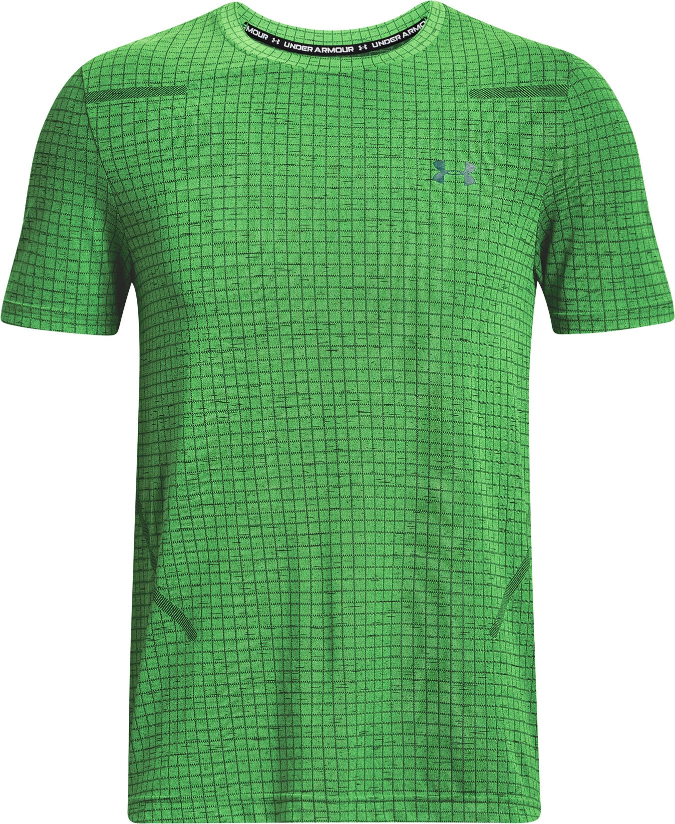 Under Armour Seamless Grid Short Sleeve Mens Training Top - Green - Image 4