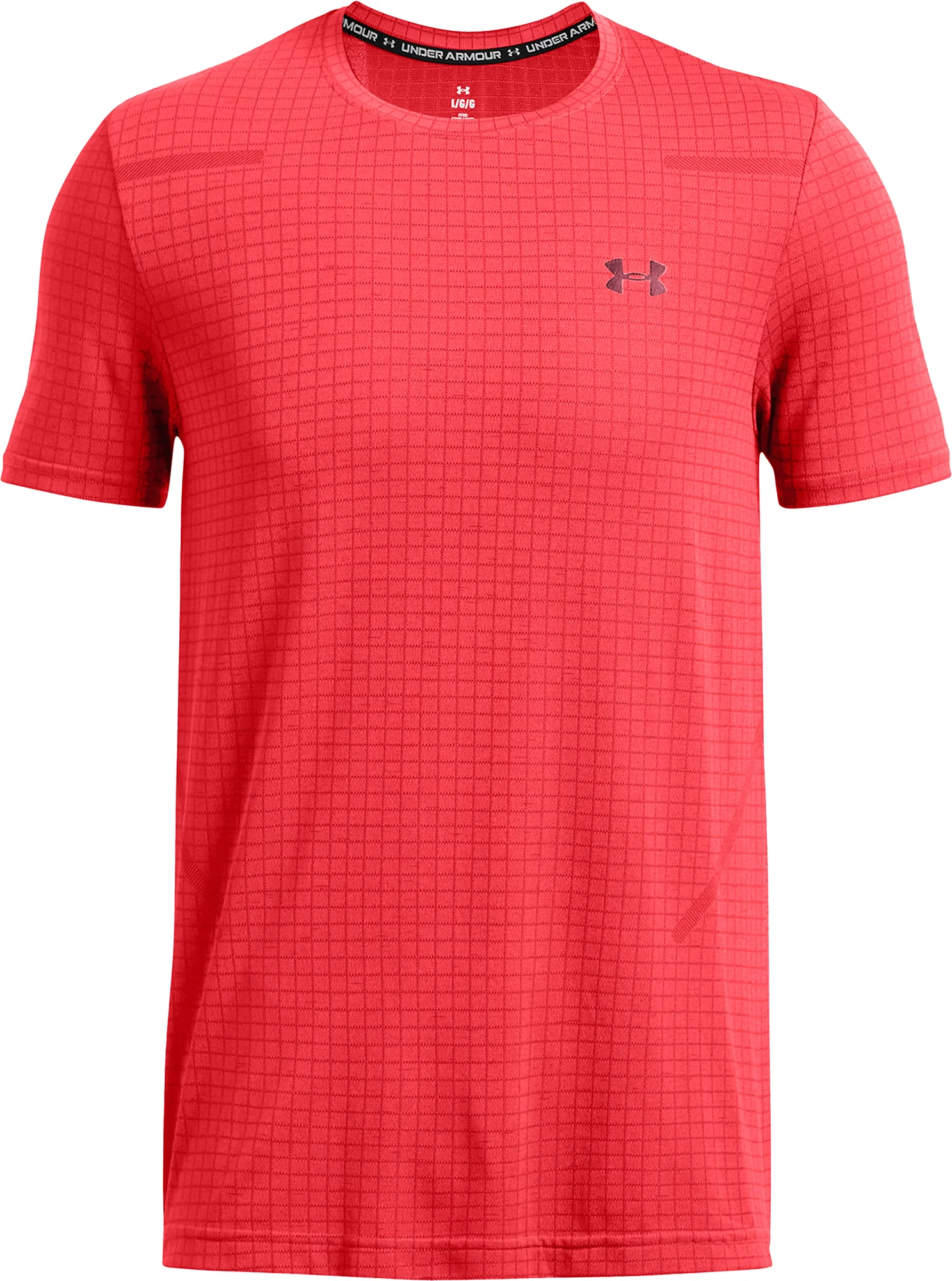Under Armour Seamless Grid Short Sleeve Mens Training Top - Red - Image 3