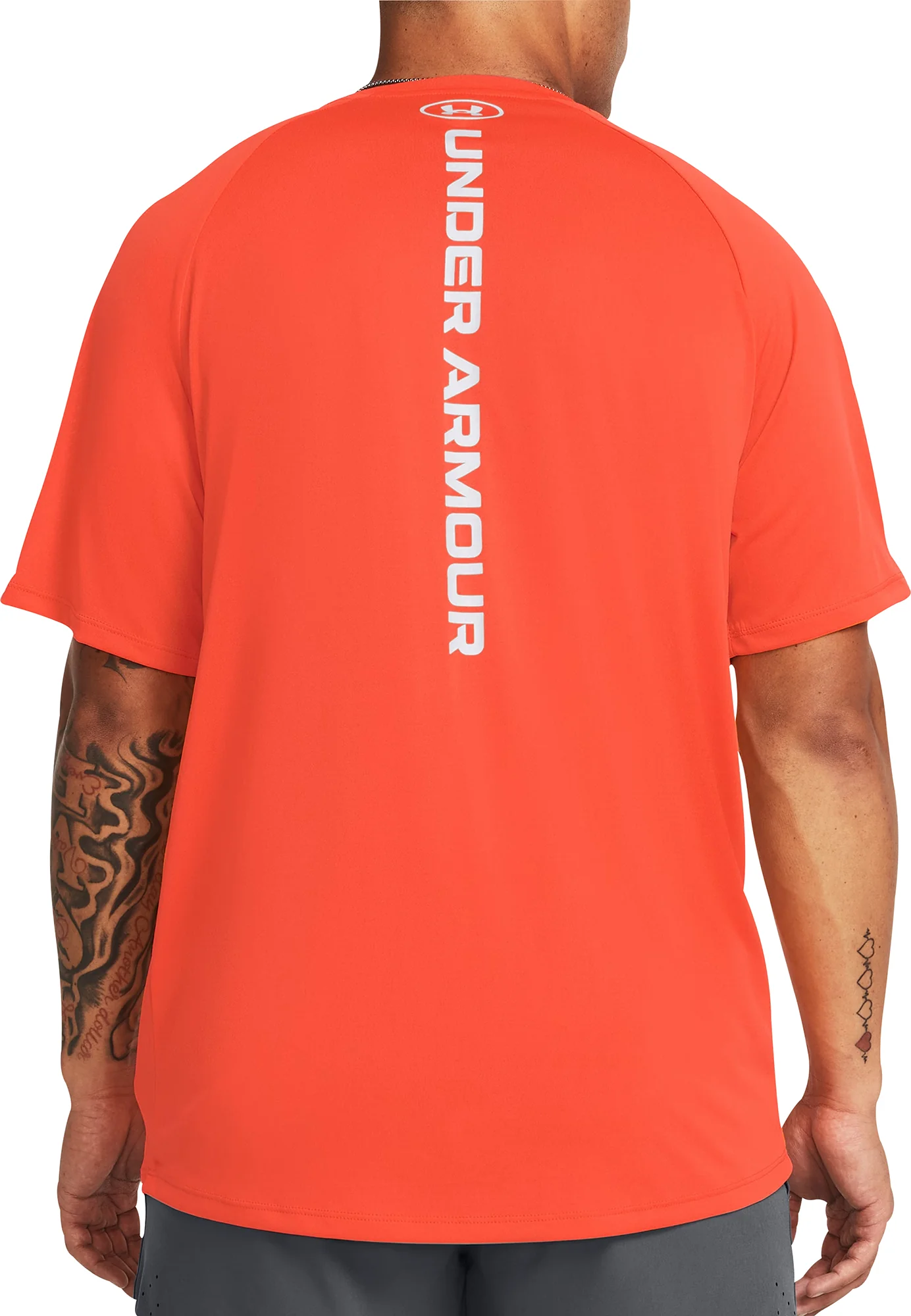 Under Armour Tech Reflective Short Sleeve Mens Running Top - Orange - Image 2