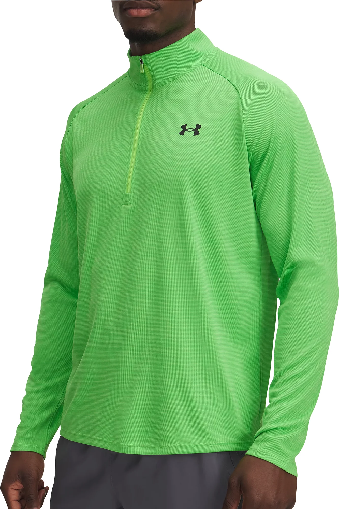 Under Armour Tech Textured Half Zip Long Sleeve Mens Running Top - Green