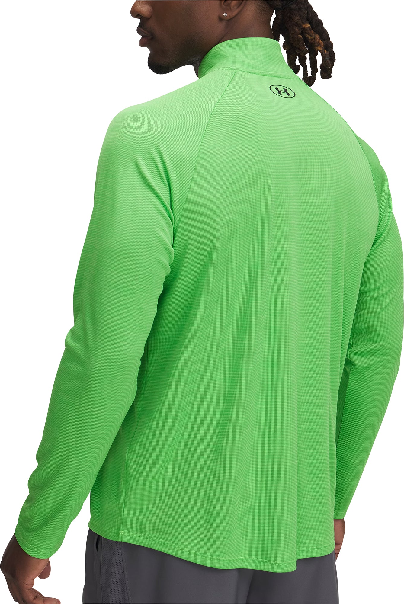 Under Armour Tech Textured Half Zip Long Sleeve Mens Running Top - Green - Image 2