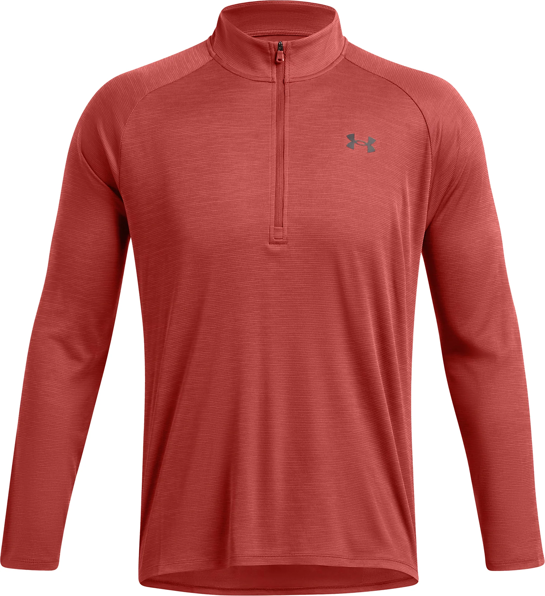 Under Armour Tech Textured Half Zip Long Sleeve Mens Running Top - Orange - Image 3