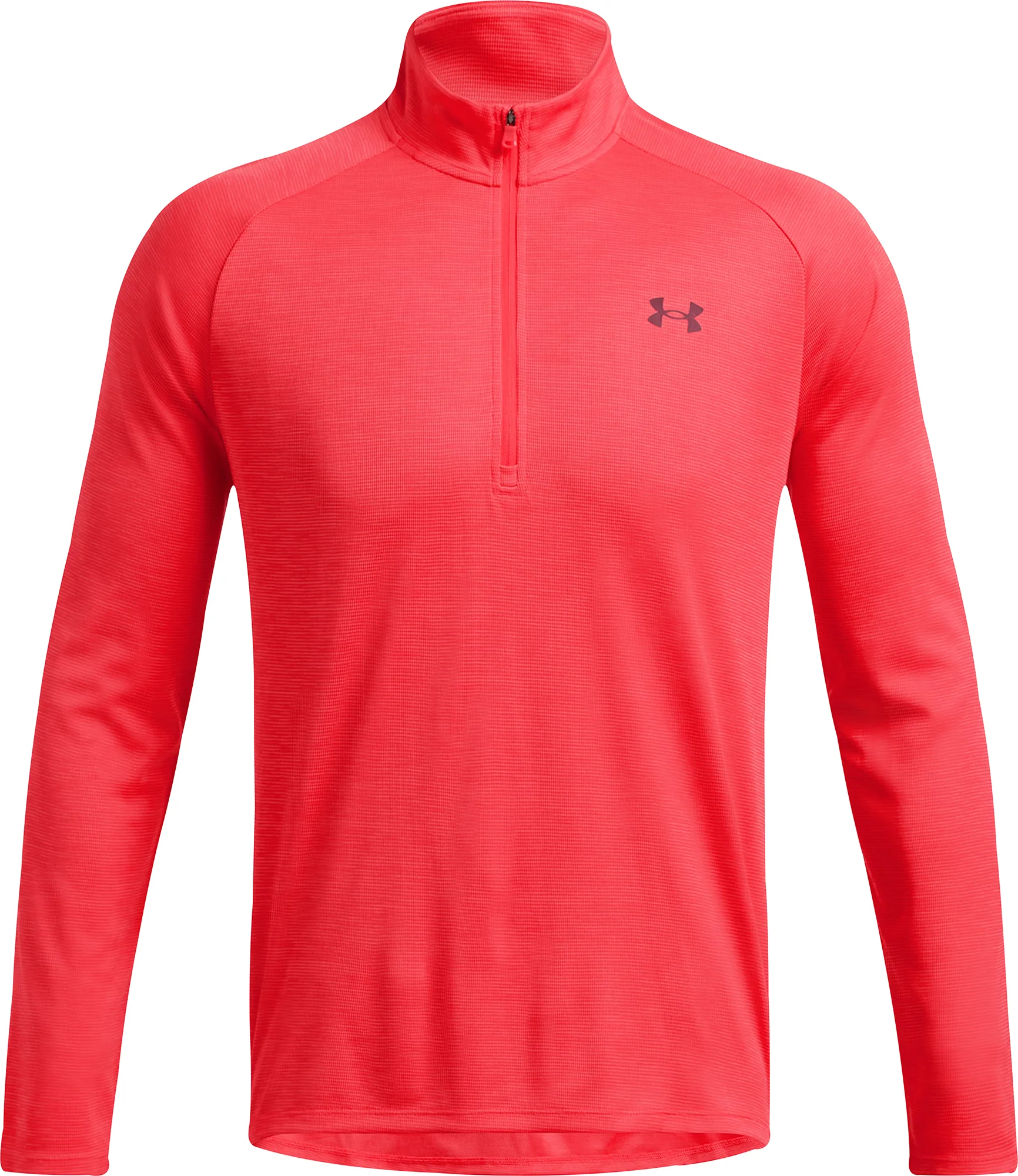 Under Armour Tech Textured Half Zip Long Sleeve Mens Running Top - Red - Image 3