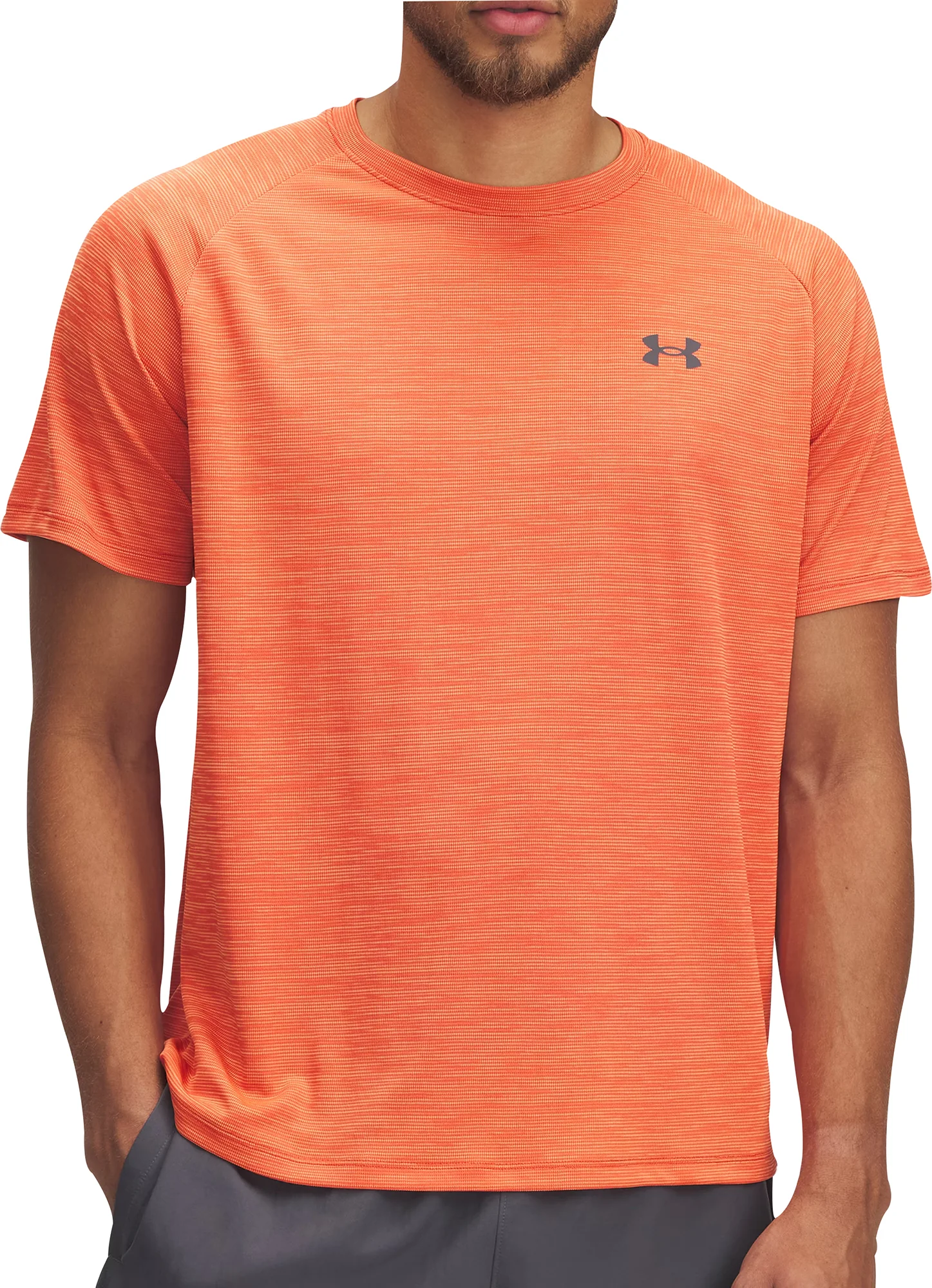 Under Armour Tech Textured Short Sleeve Mens Training Top - Orange