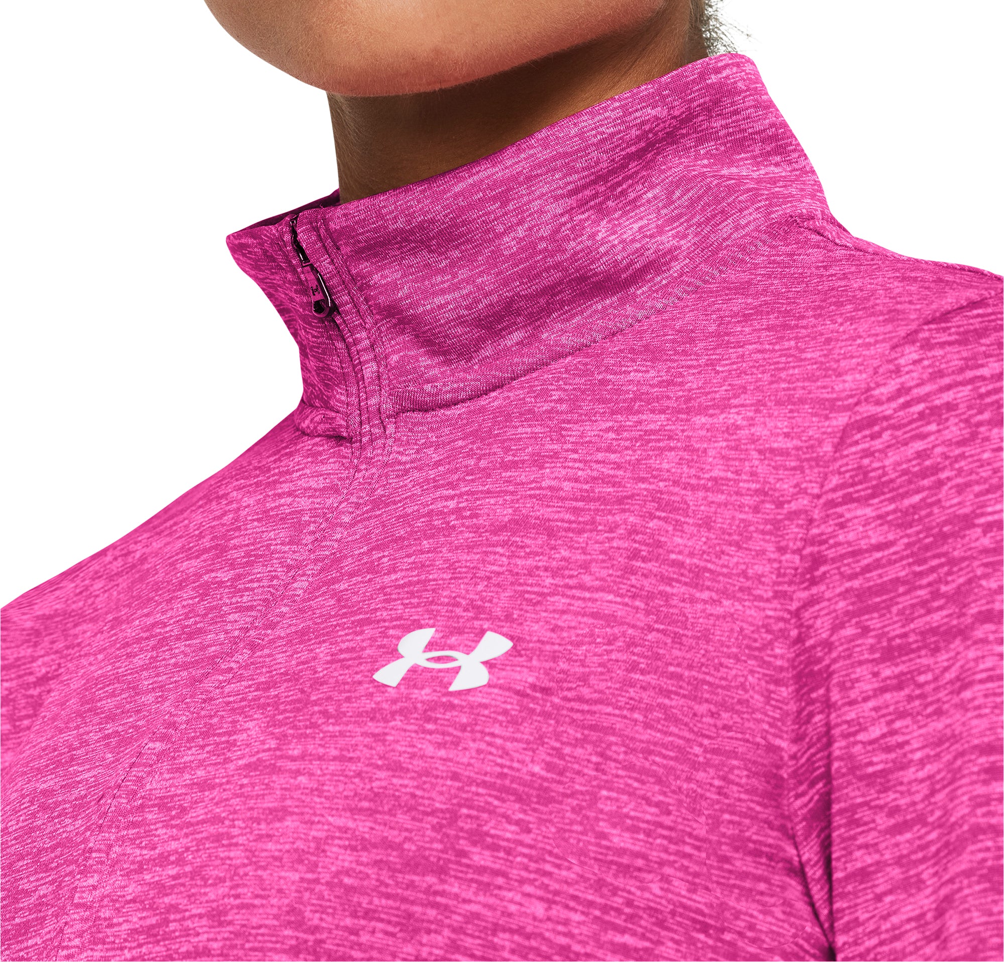Under Armour Tech Twist Half Zip Long Sleeve Womens Training Top - Pink - Image 3