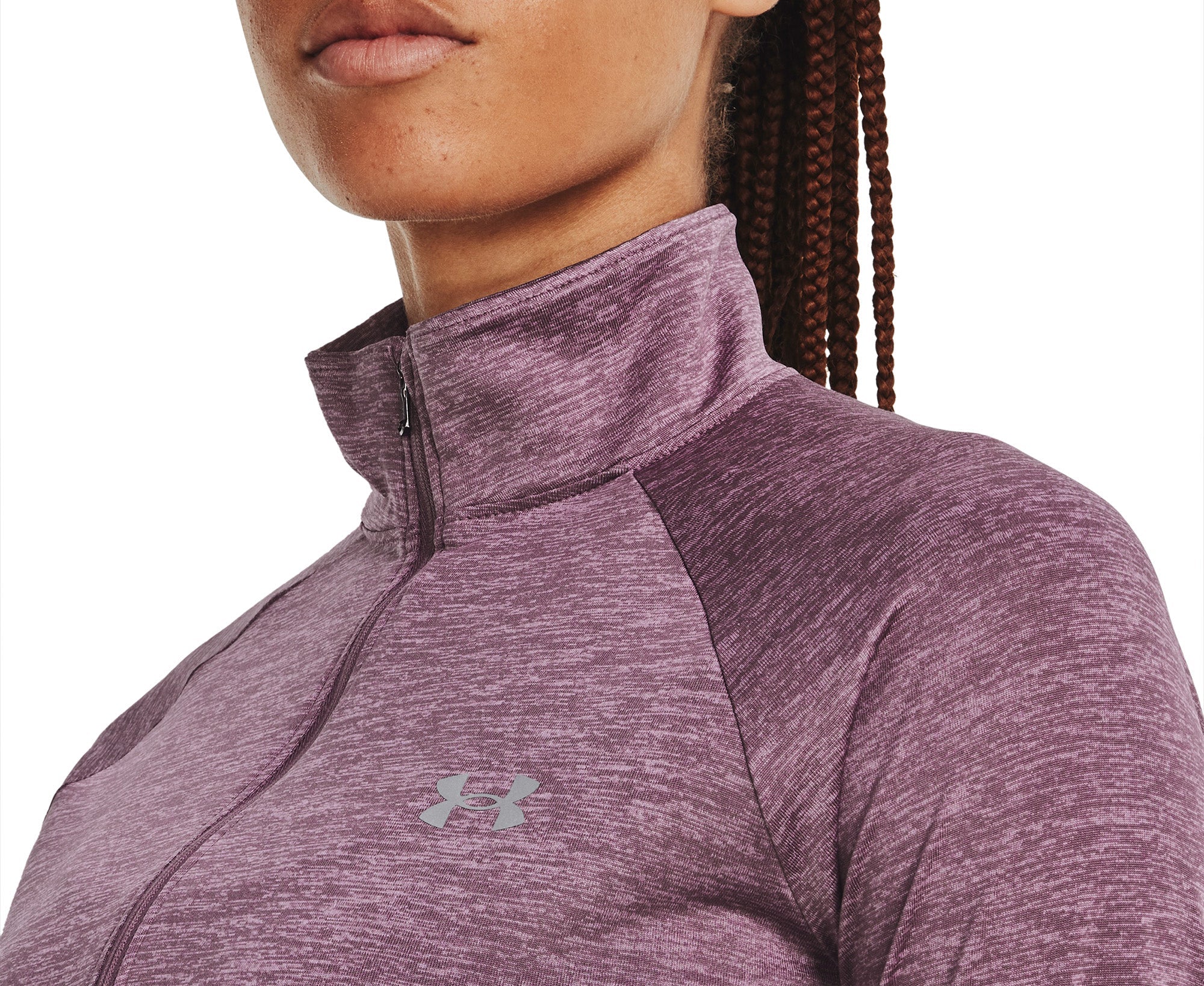 Under Armour Tech Twist Half Zip Long Sleeve Womens Training Top - Purple - Image 3