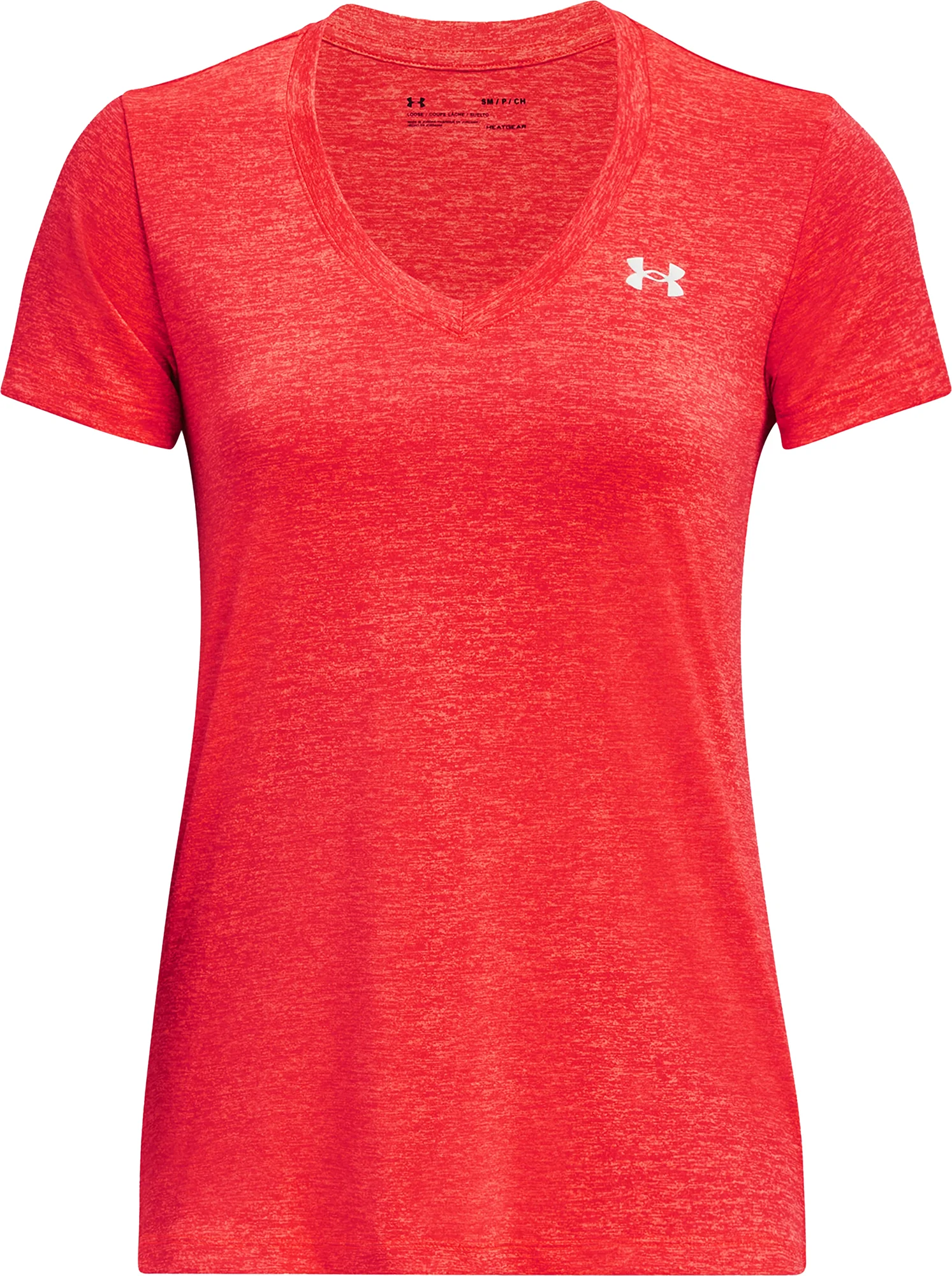 Under Armour Tech Twist V-Neck Short Sleeve Womens Running Top - Red - Image 3