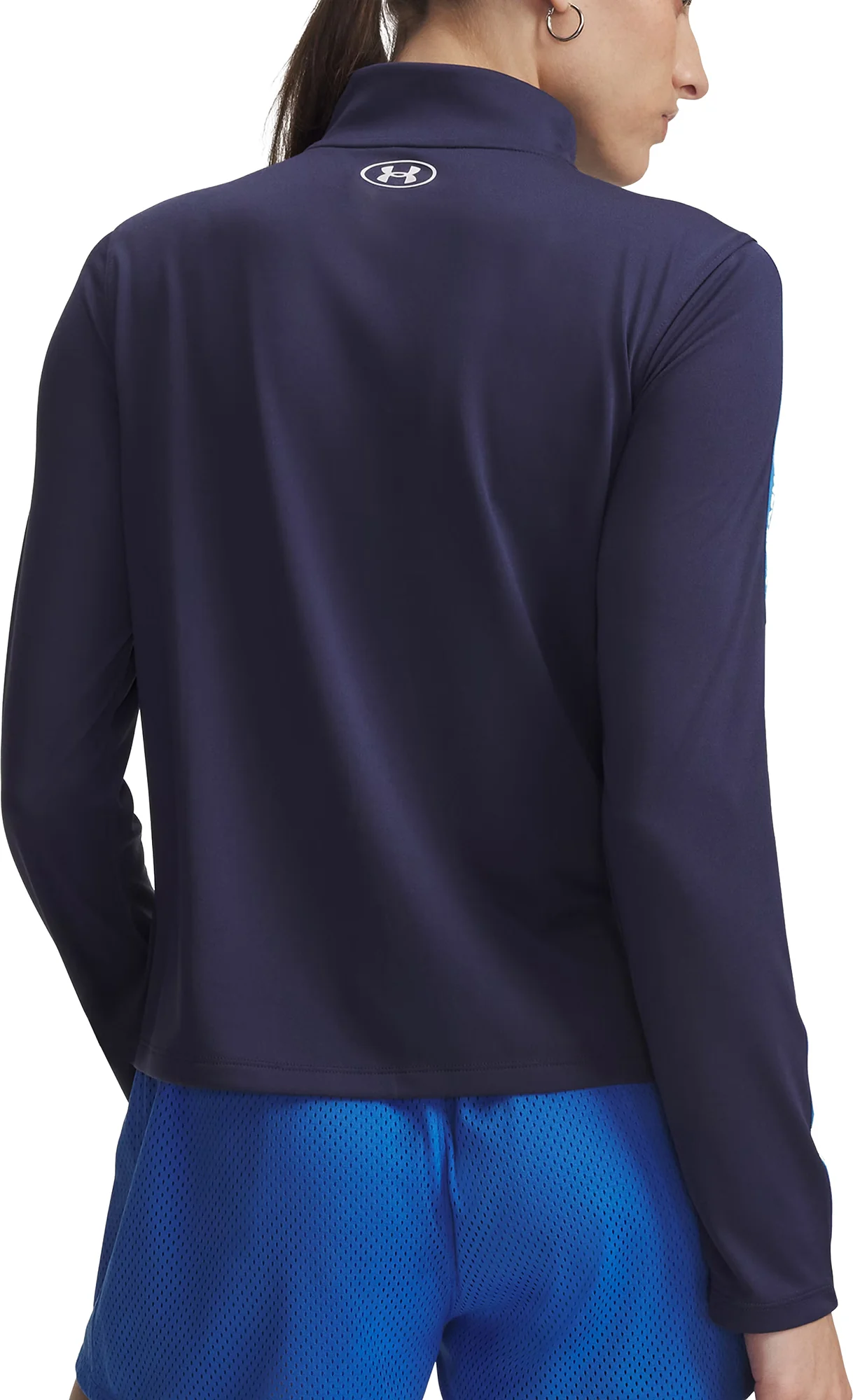 Under Armour Tech Wordmark Tape Half Zip Long Sleeve Womens Running Top - Blue - Image 2